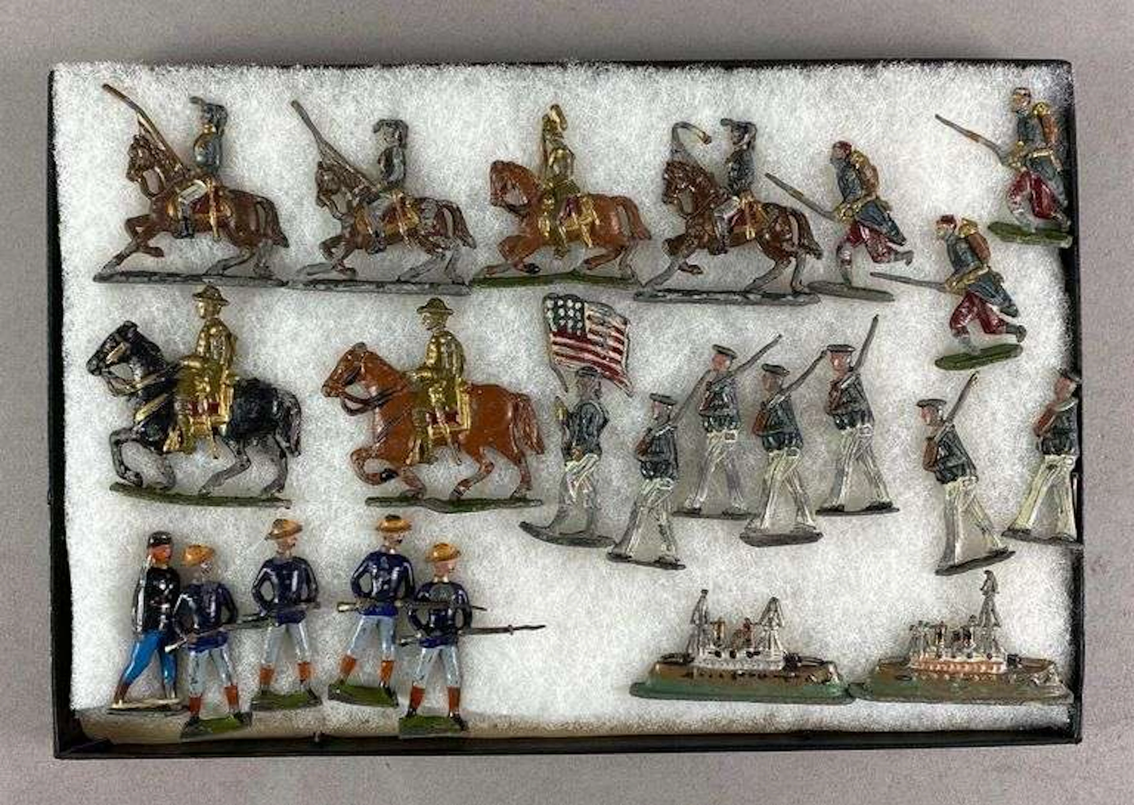 Group of Vintage Tin Soldiers and Ships