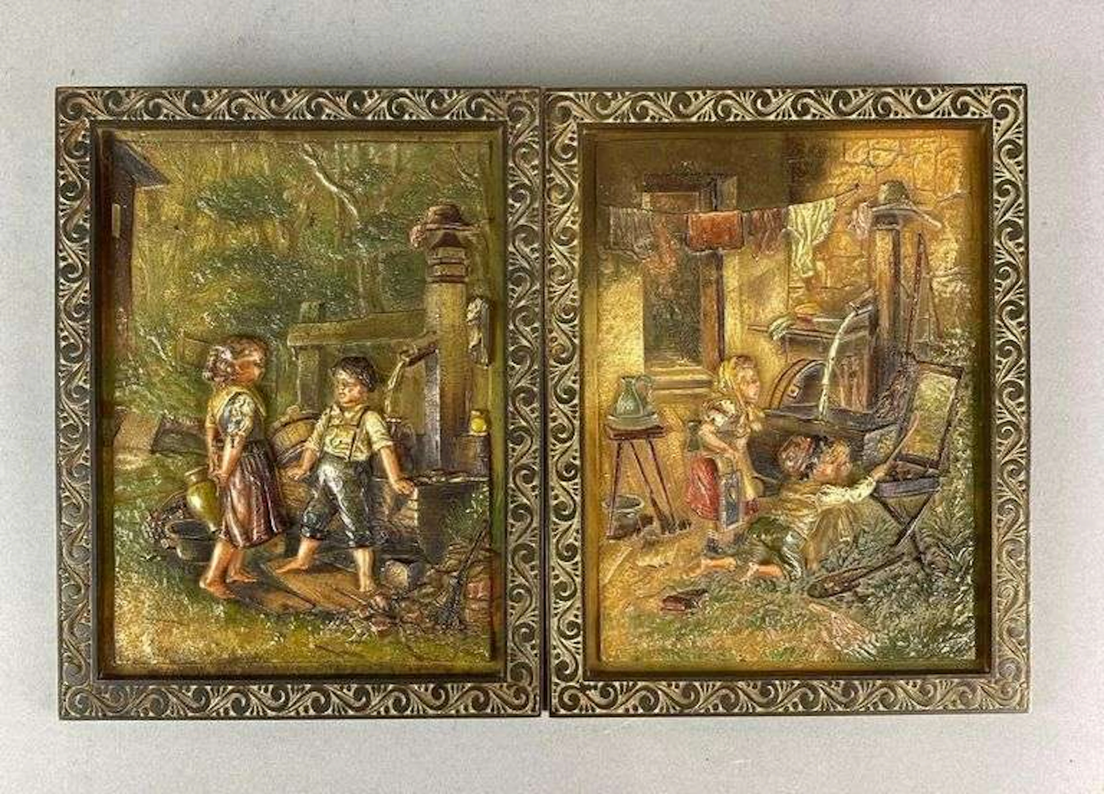 Group of 2 Antique Bradley & Hubbard Cast Iron Wall Plaque