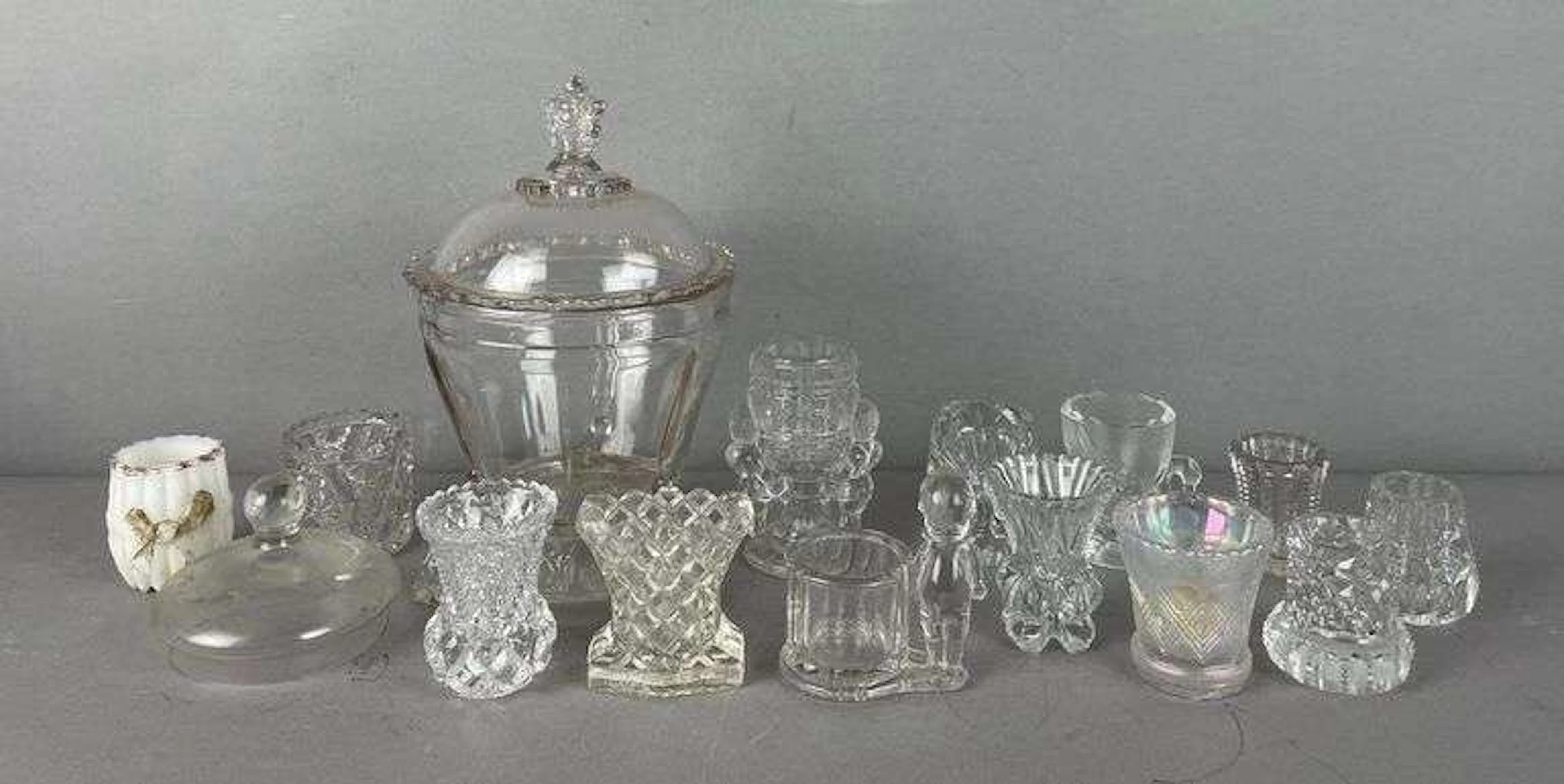 Group of Vintage Cut / Pressed Glass Toothpick Holders and More