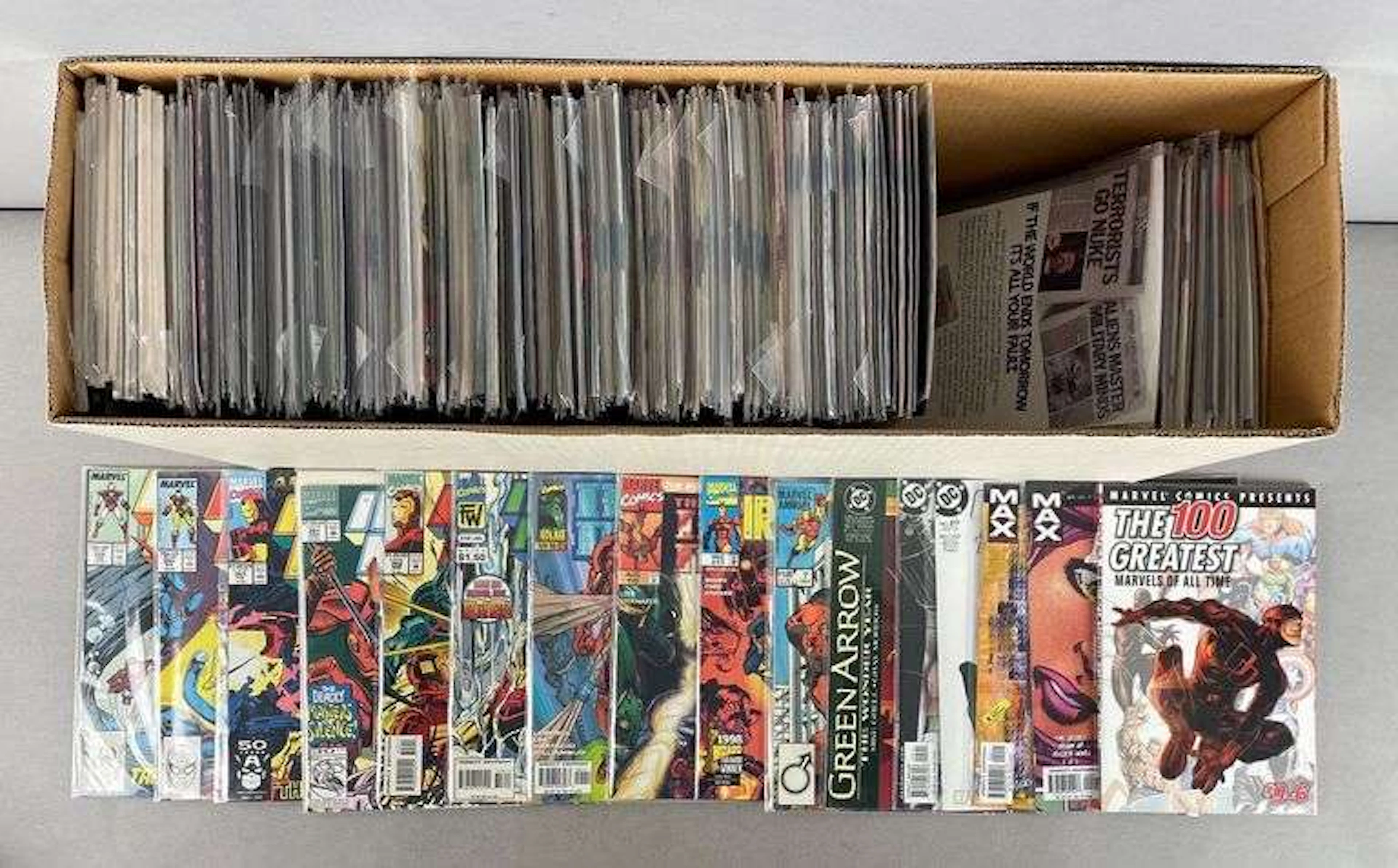 Long Box of Marvel / DC / Max Comic Books