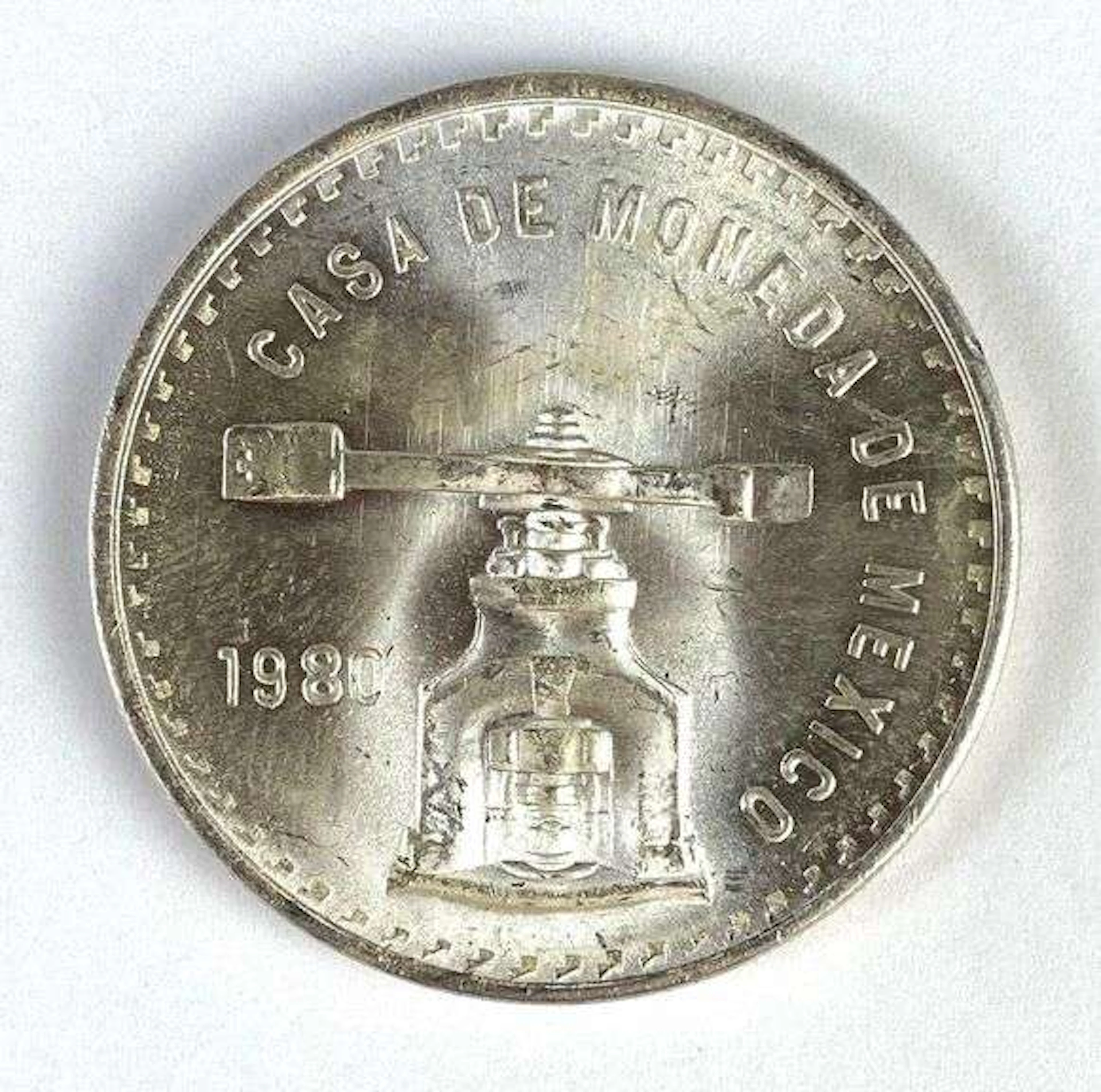 1980 Mexico 1 Onza Casa de Moneda Silver Coin