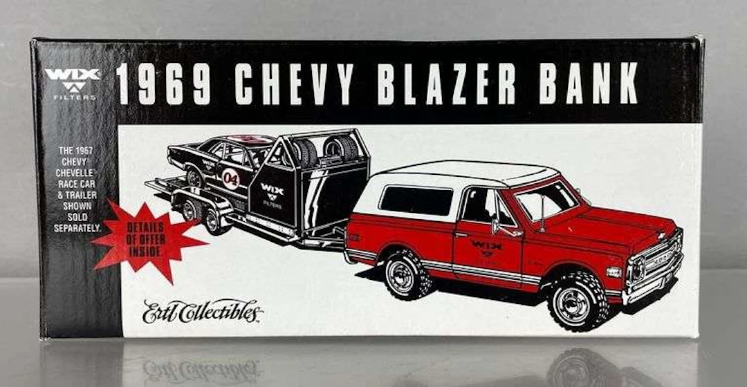 Ertl 1969 Chevy Blazer with 1967 Chevelle Race Car Die-Cast Bank