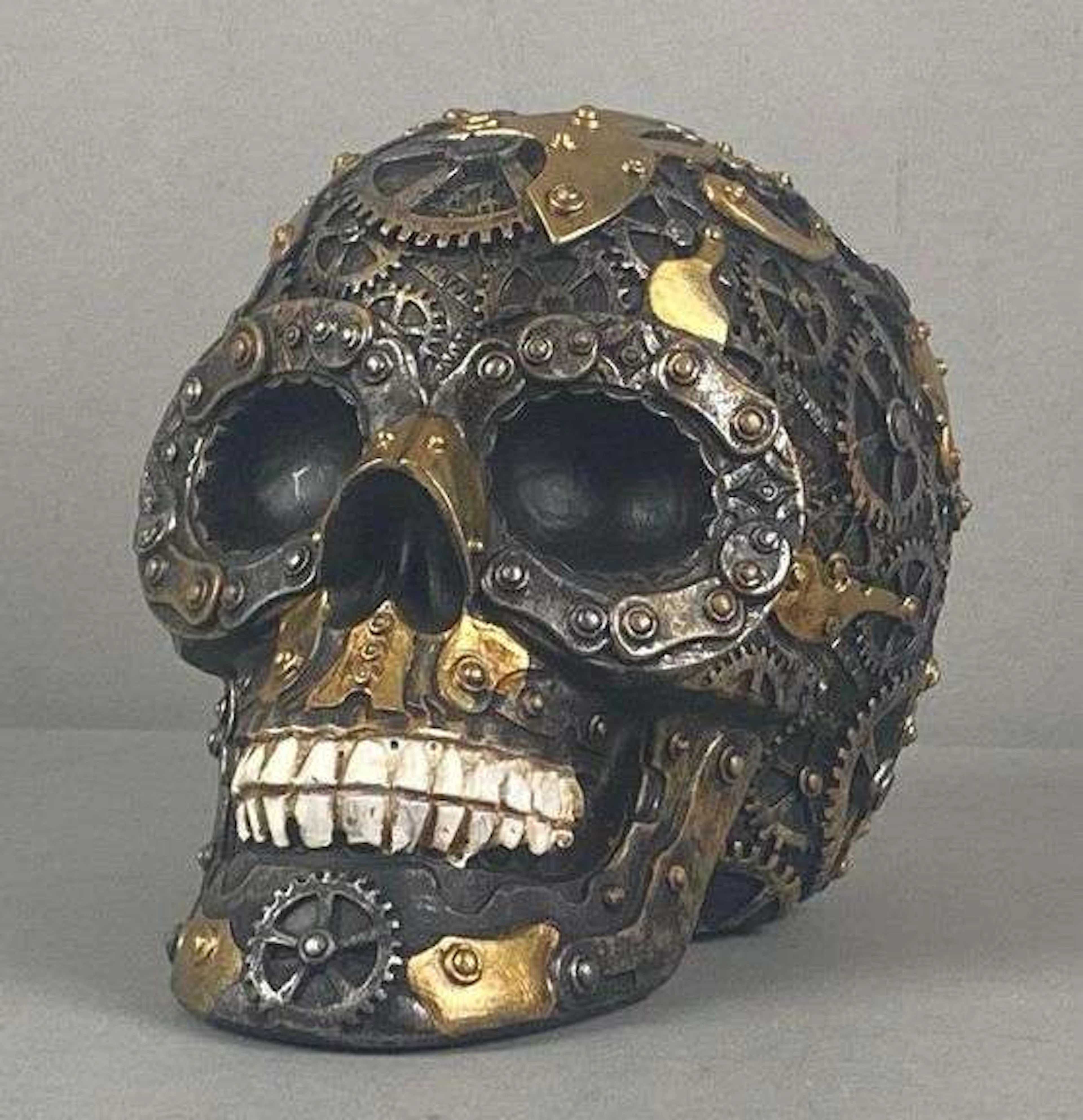 Rainbow Inc Steampunk Gearhead Resin Human Skull