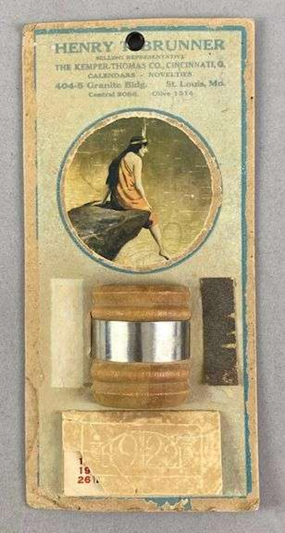 1922 Henry T Brunner Advertising Wall Matchstick Holder Calendar