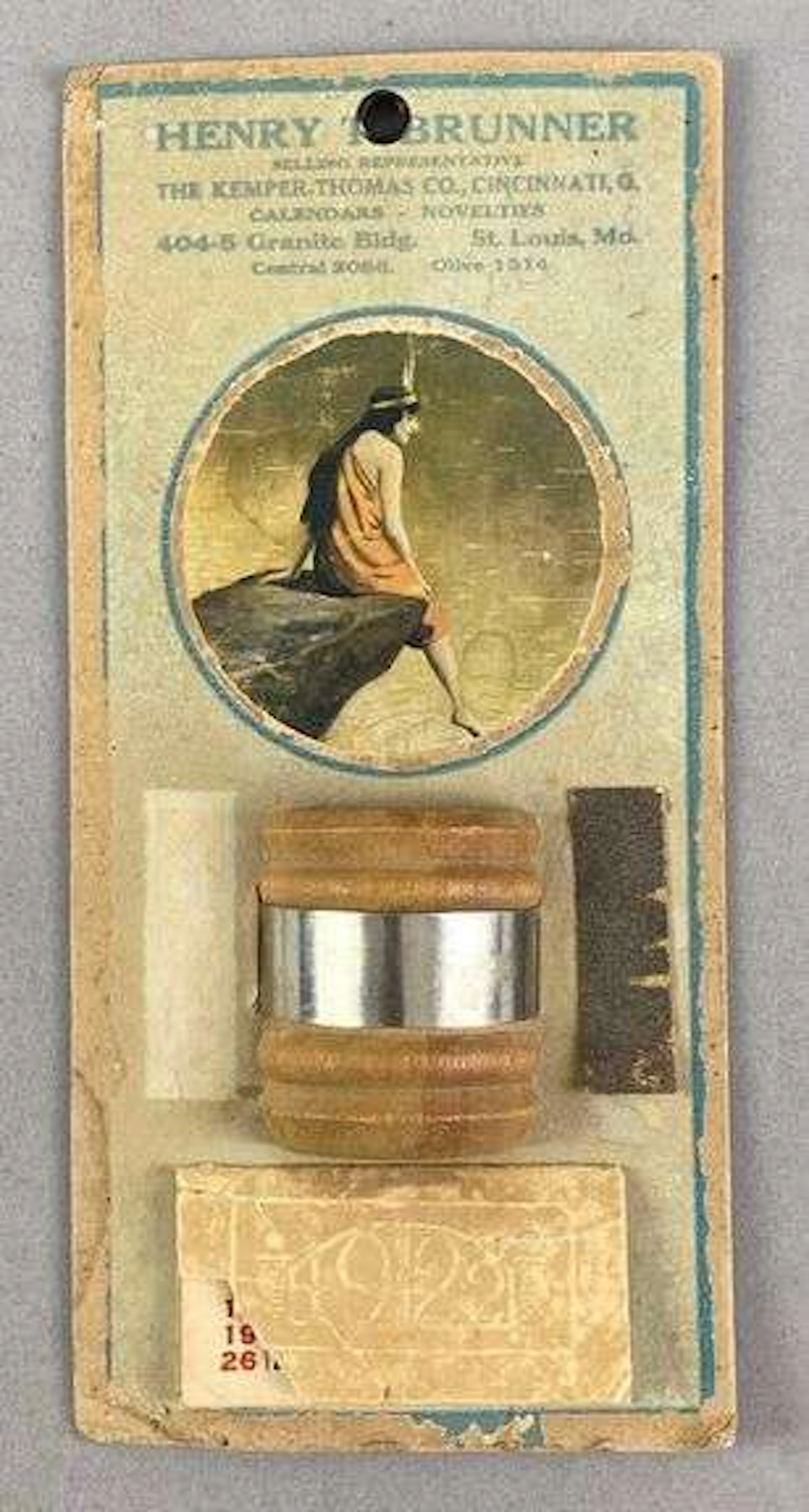 1922 Henry T Brunner Advertising Wall Matchstick Holder Calendar