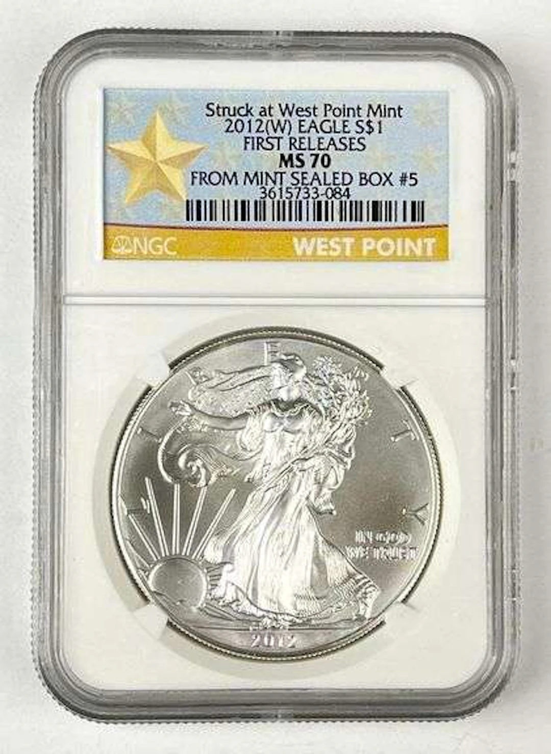 2012 W US $1 American Silver Eagle 1 oz Fine Silver Coin NGC MS70