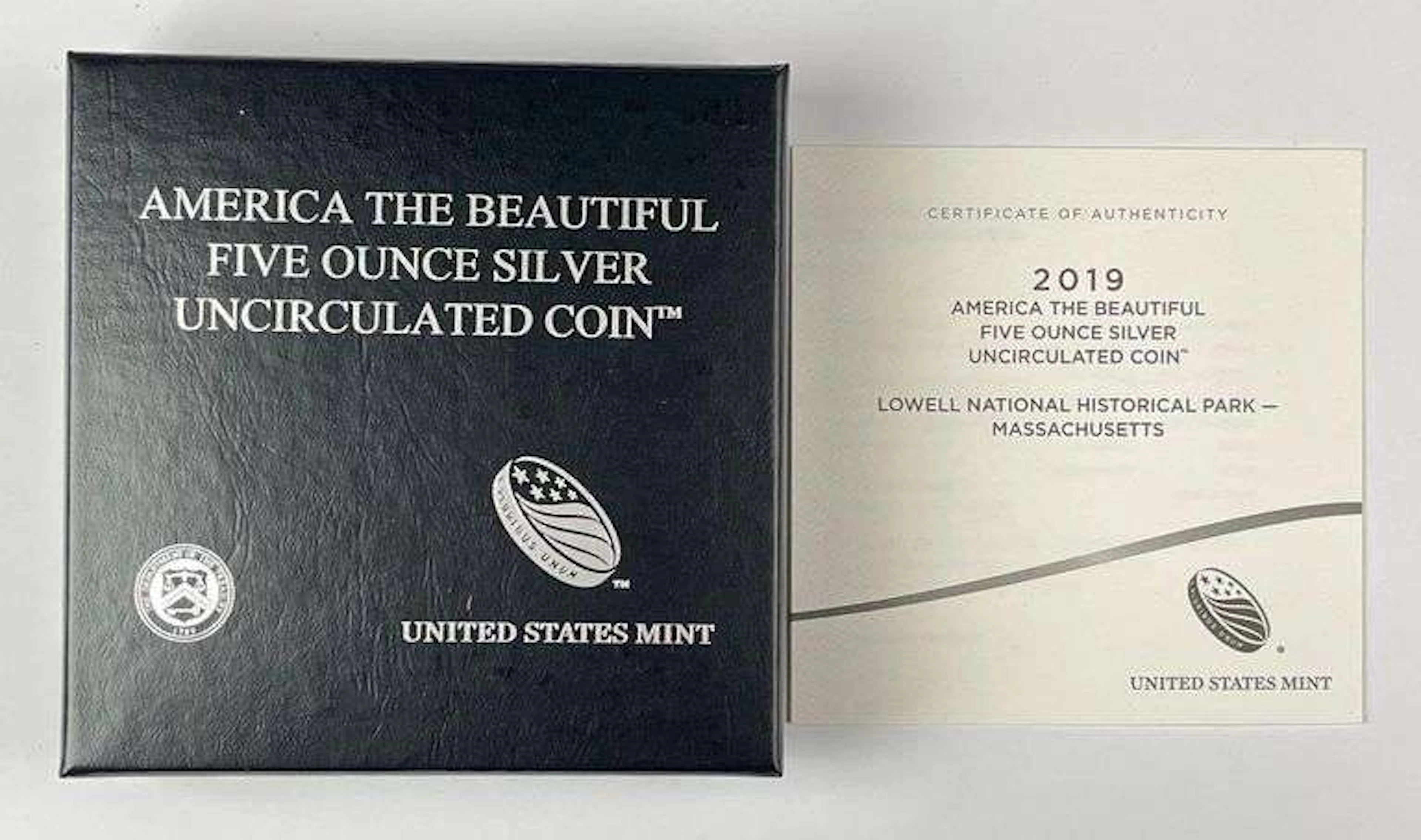 2019 US Mint ATB Lowell Massachusetts 5 oz .999 Fine Silver UNC Coin