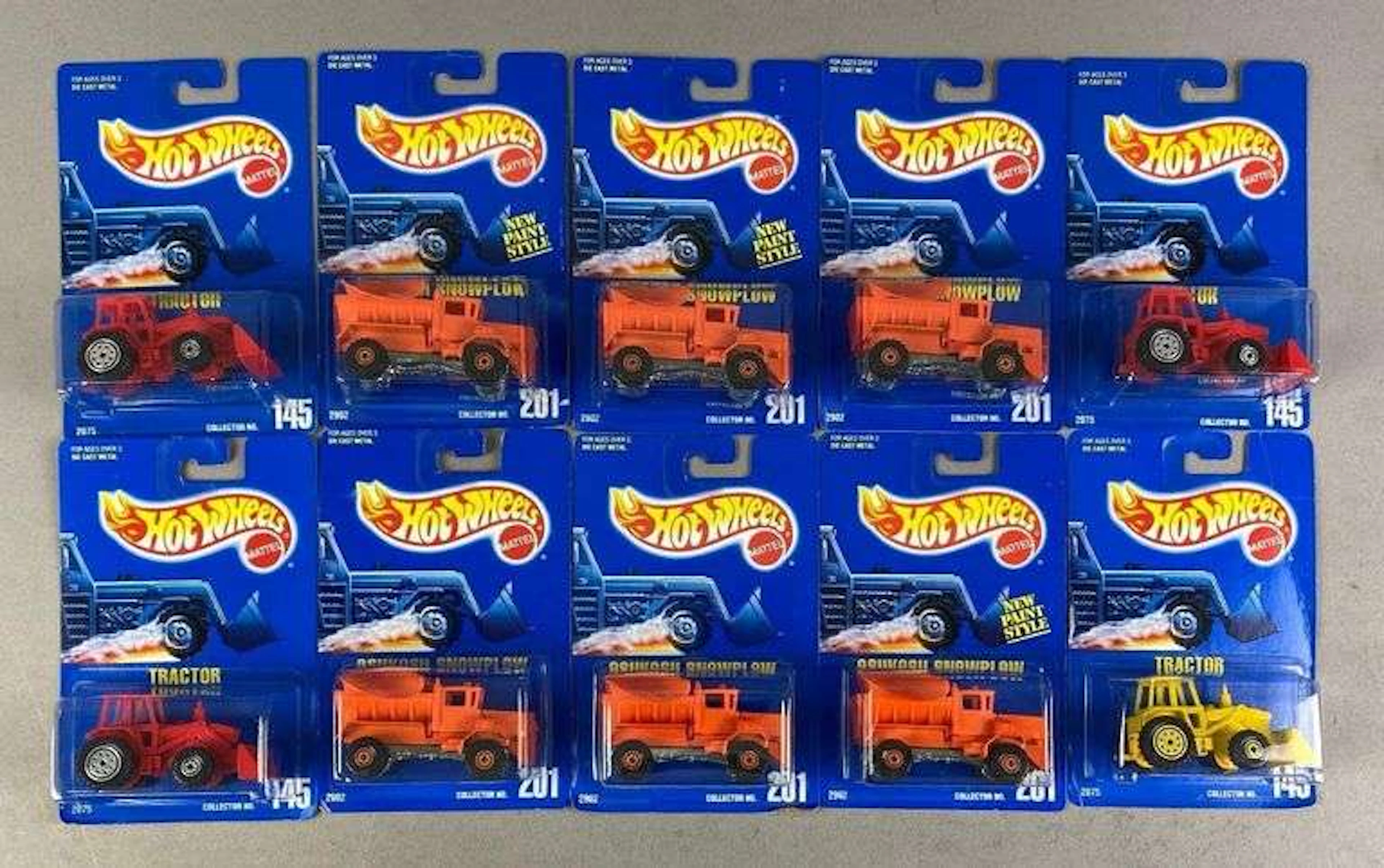 Group of 10 1991 Mattel Hot Wheels Heavy Equipment