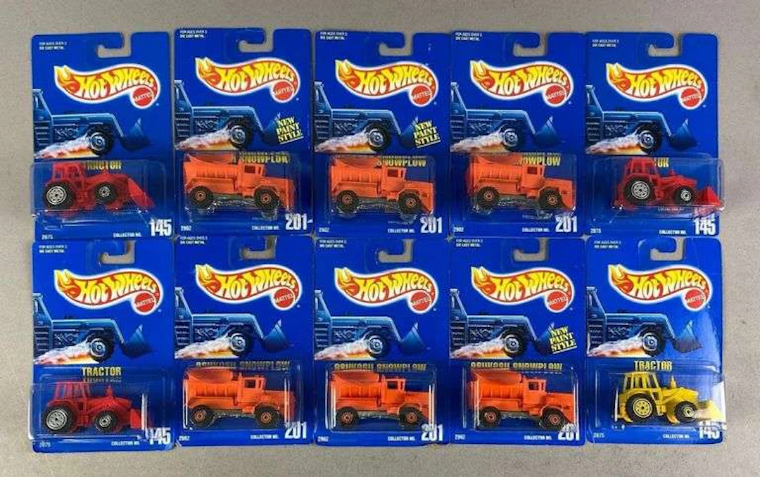 Group of 10 1991 Mattel Hot Wheels Heavy Equipment
