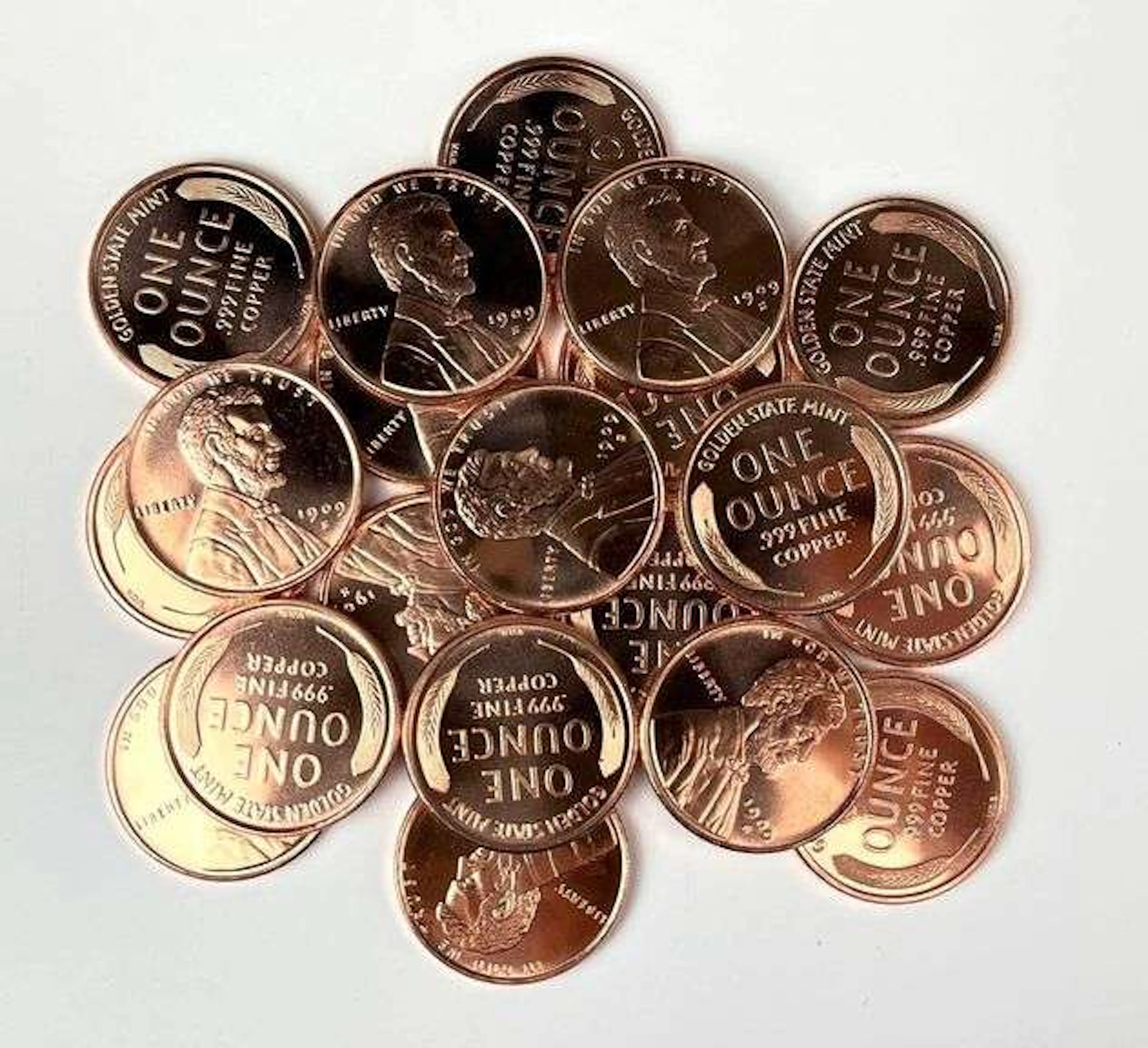 Group of 20 Lincoln Head Wheat Cent Design 1 oz .999 Fine Copper Rounds
