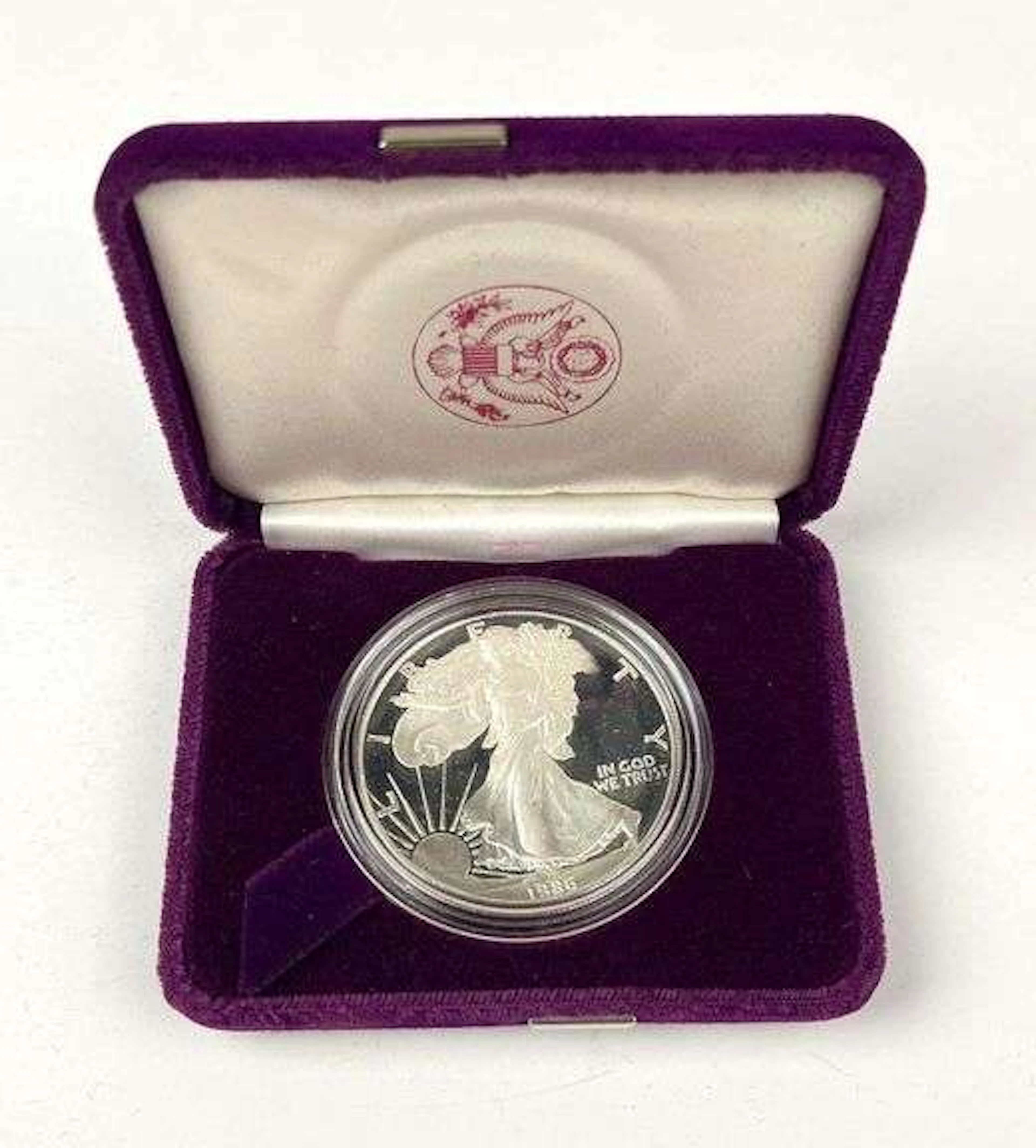 1986 S US Mint $1 American Silver Eagle 1 oz Fine Silver Proof Coin
