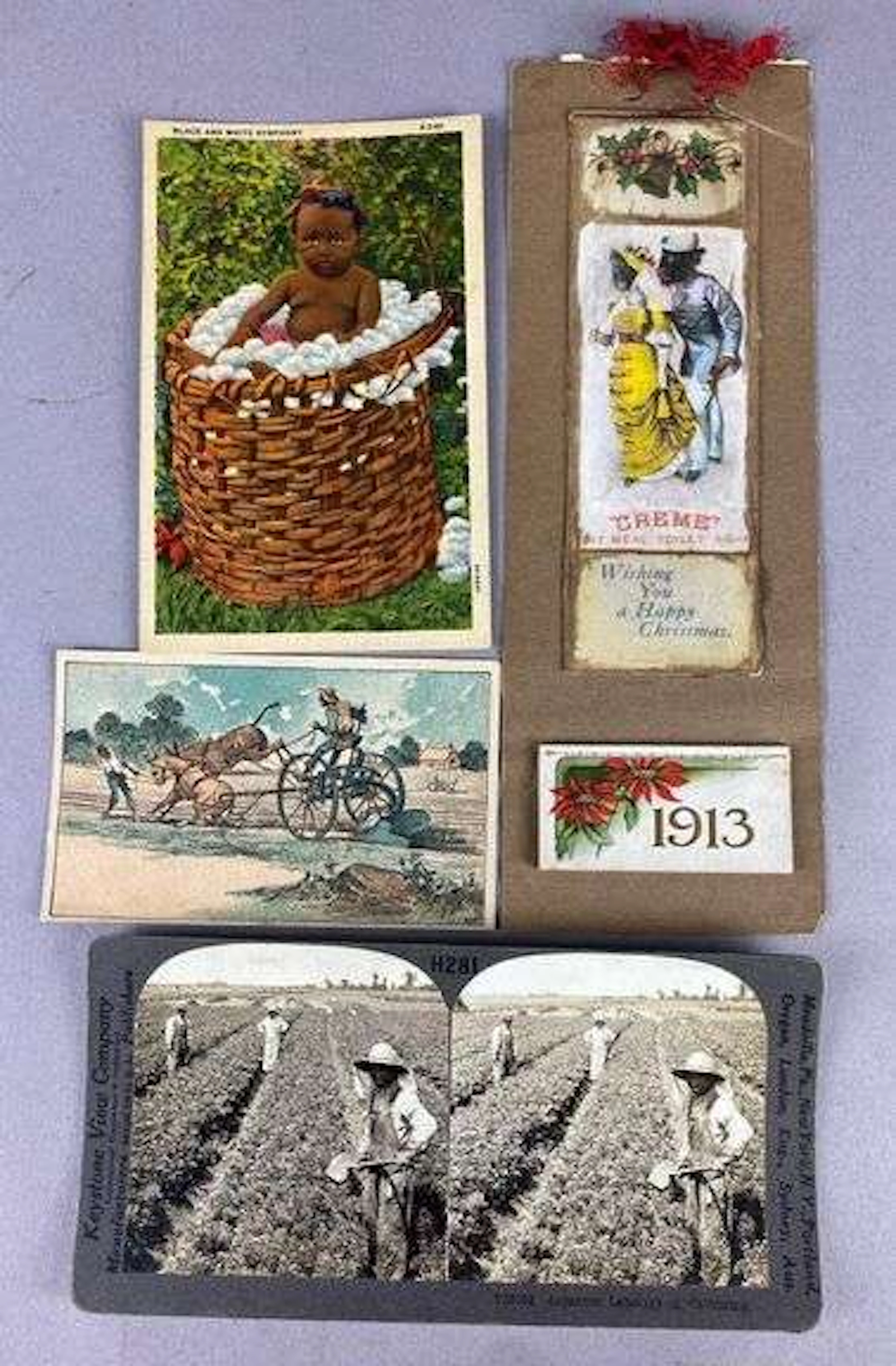 Group of 4 Antique black Americana Farming Postcards and More