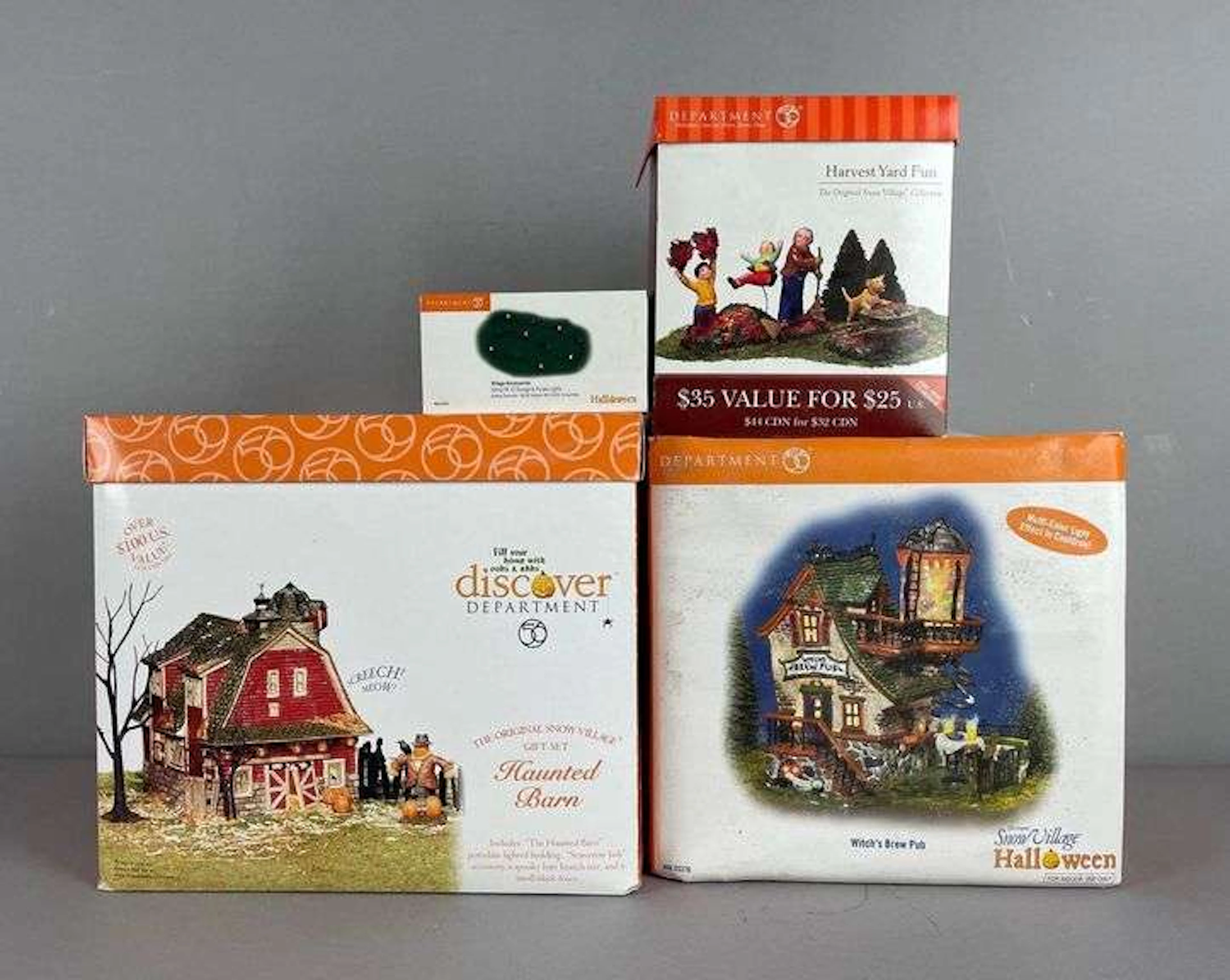 Group of Department 56 Halloween Village Buildings