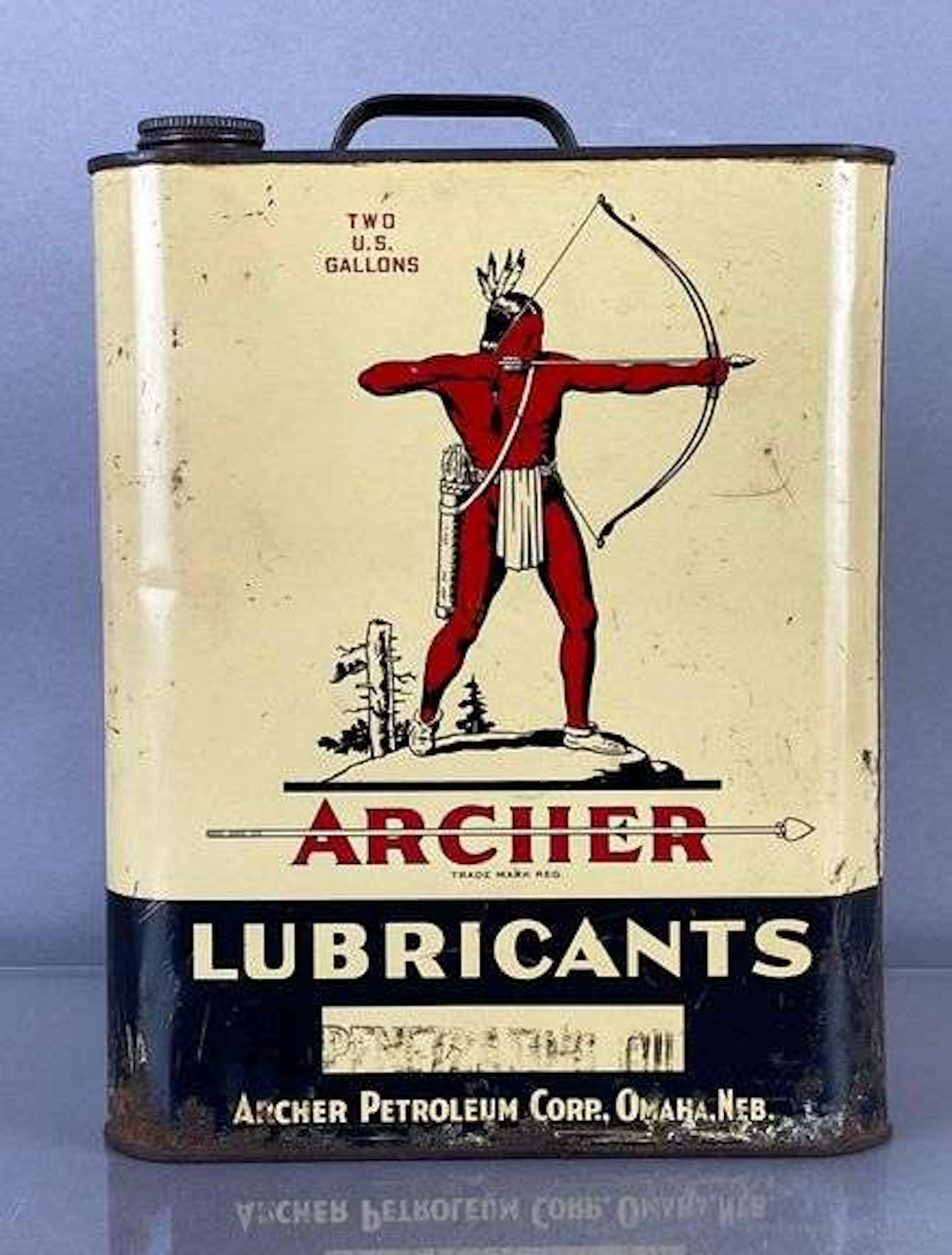 1940’s Archer Lubricants 2 Gallon Metal Oil Can
