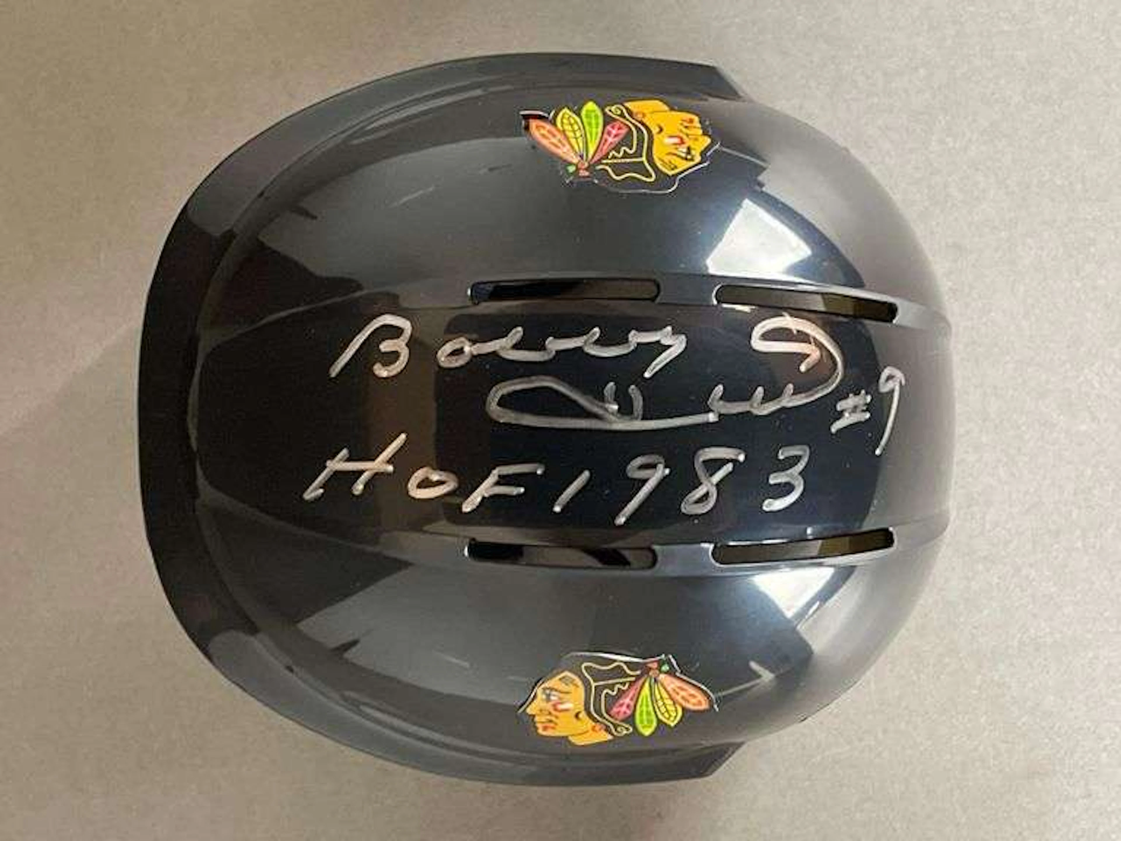 Bobby Hull Signed Official NHL Chicago Blackhawks Replica Mini Helmet