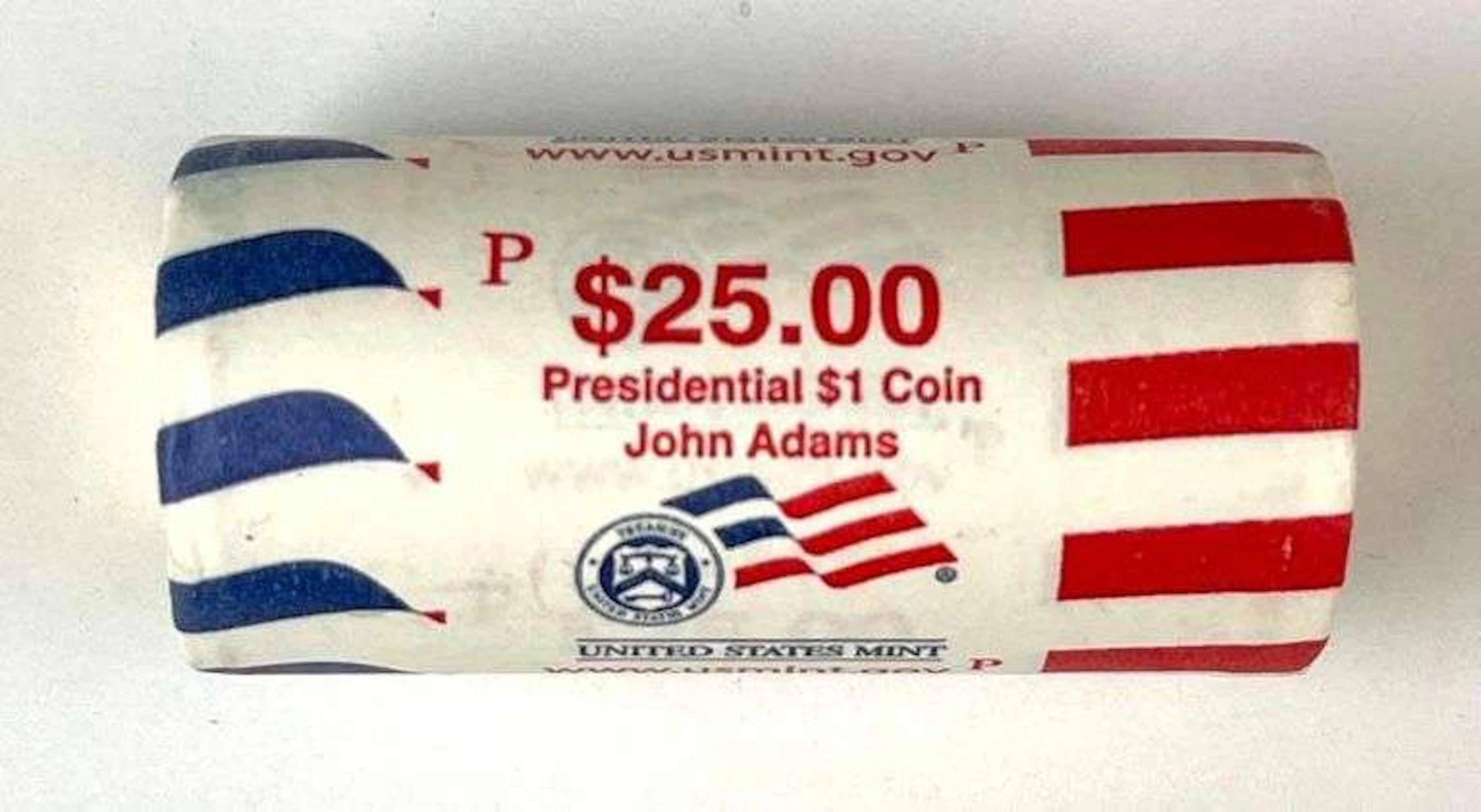 $25 Roll of US $1 Presidential John Adams Coins