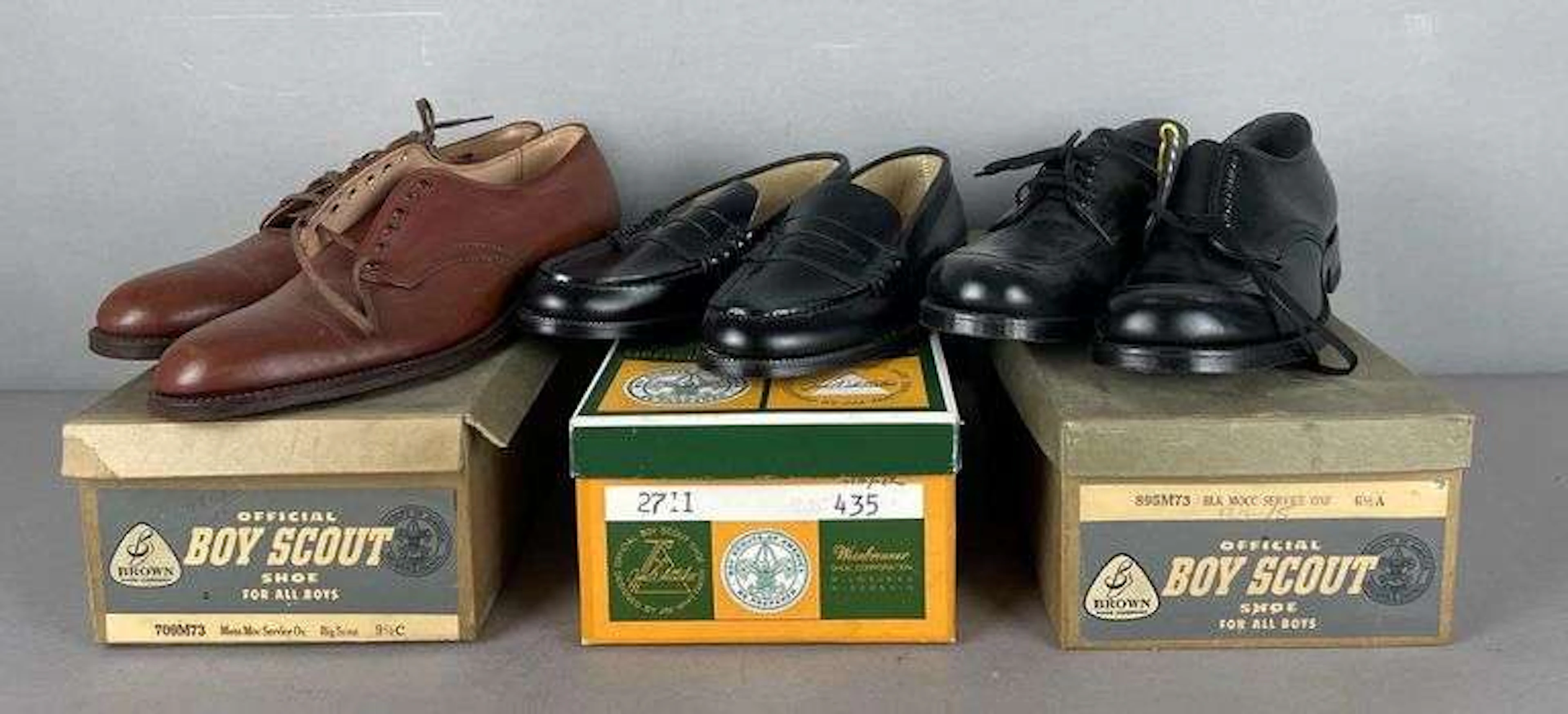 3 Pairs of Vintage Boy Scouts Official Dress Shoes