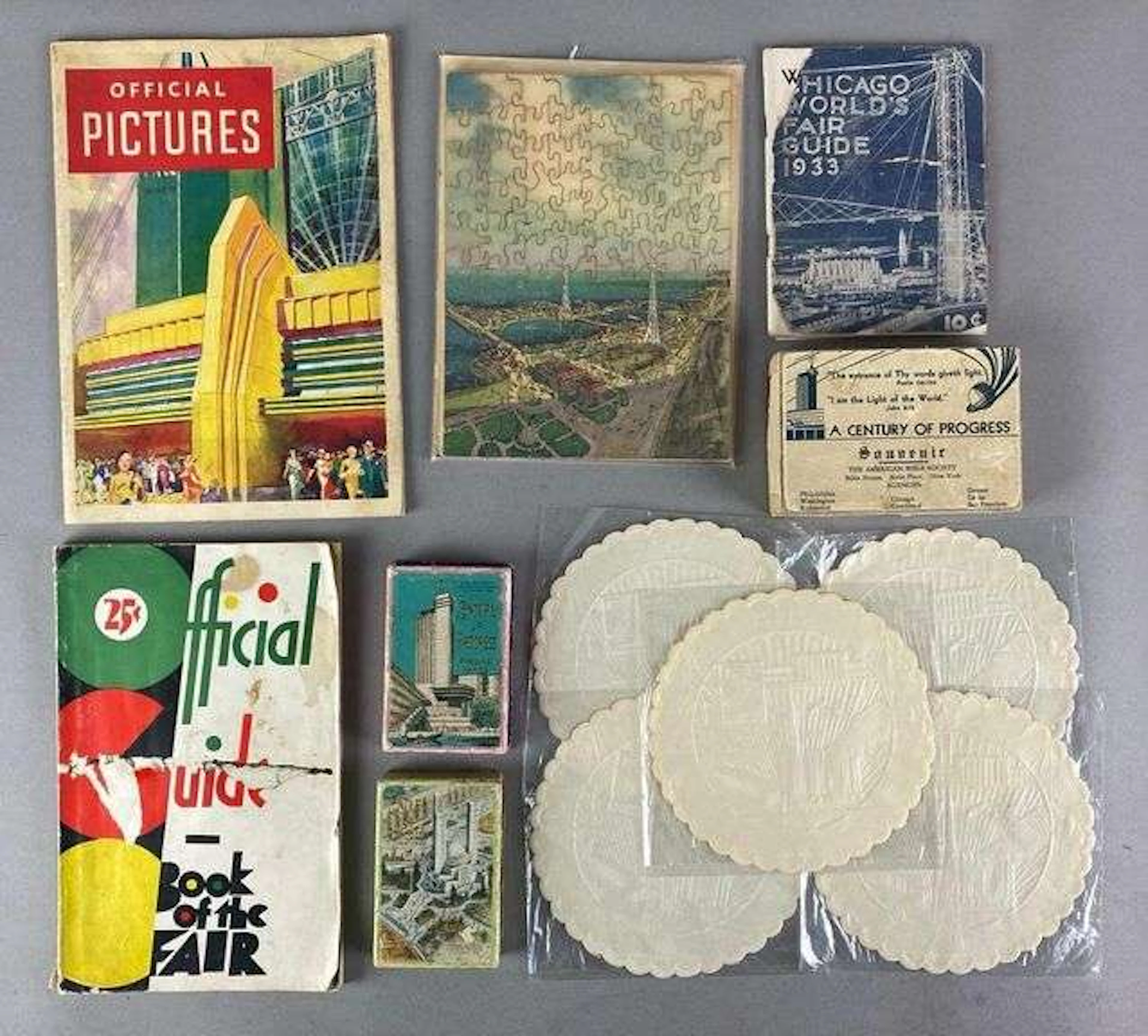 Group of 1933/1934 Chicago Worlds Fair Ephemera and More