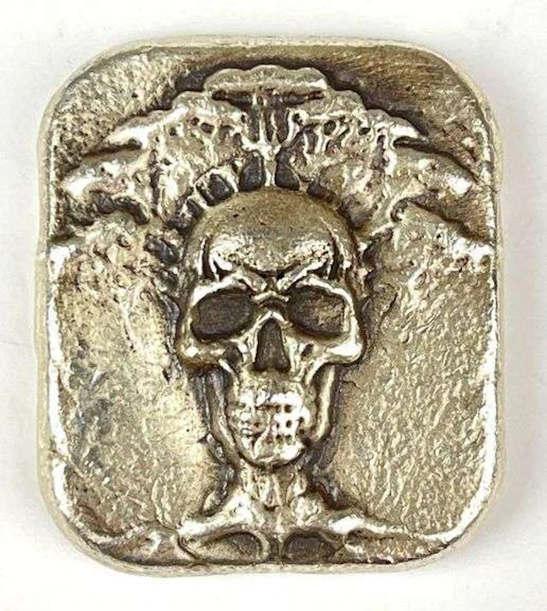 MK Barz Hand Poured Tree Skull 2.5 oz .999 Fine Silver Ingot/ Bar