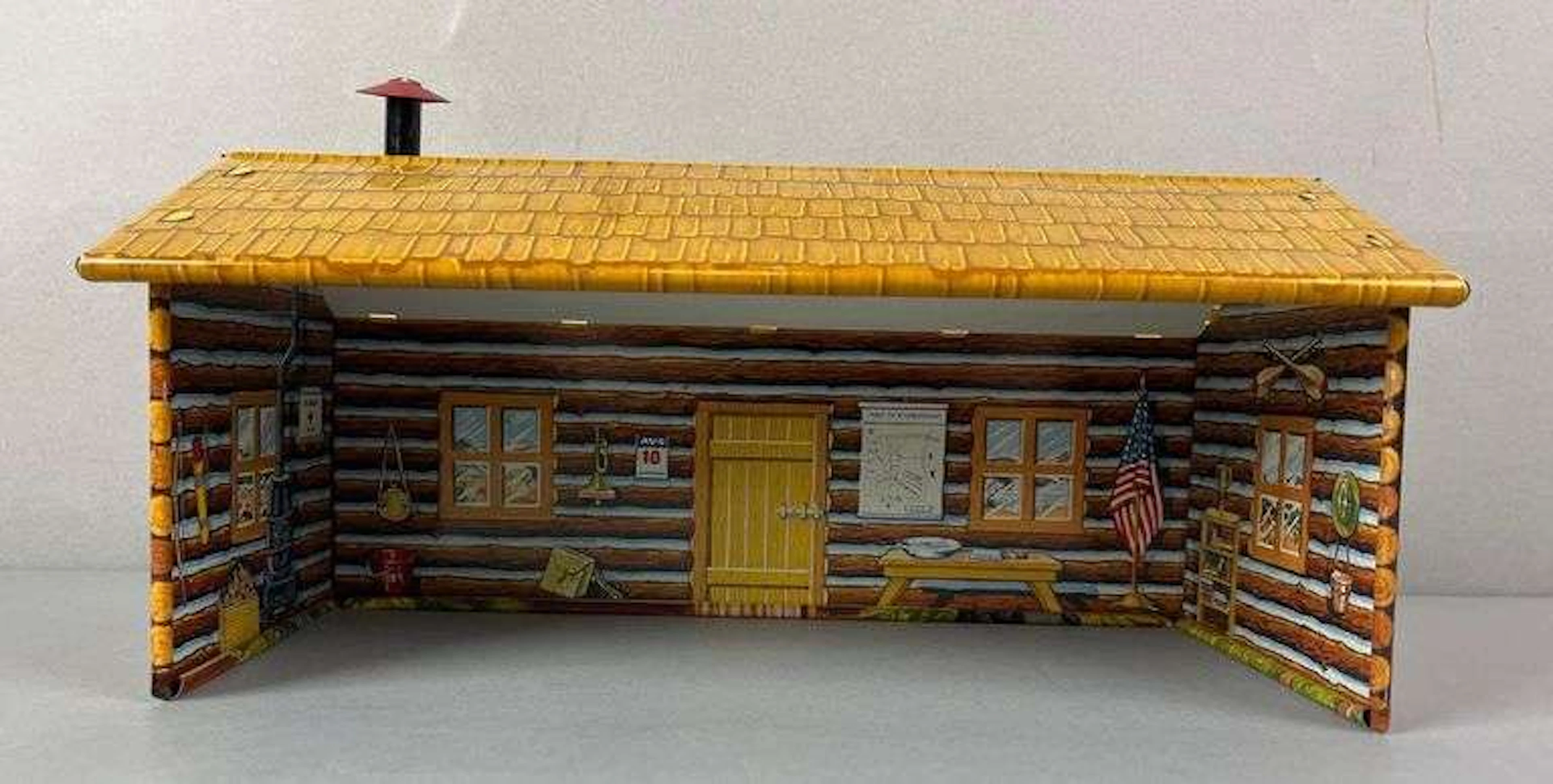 Louis Marx and Co Tin Litho Log Cabin