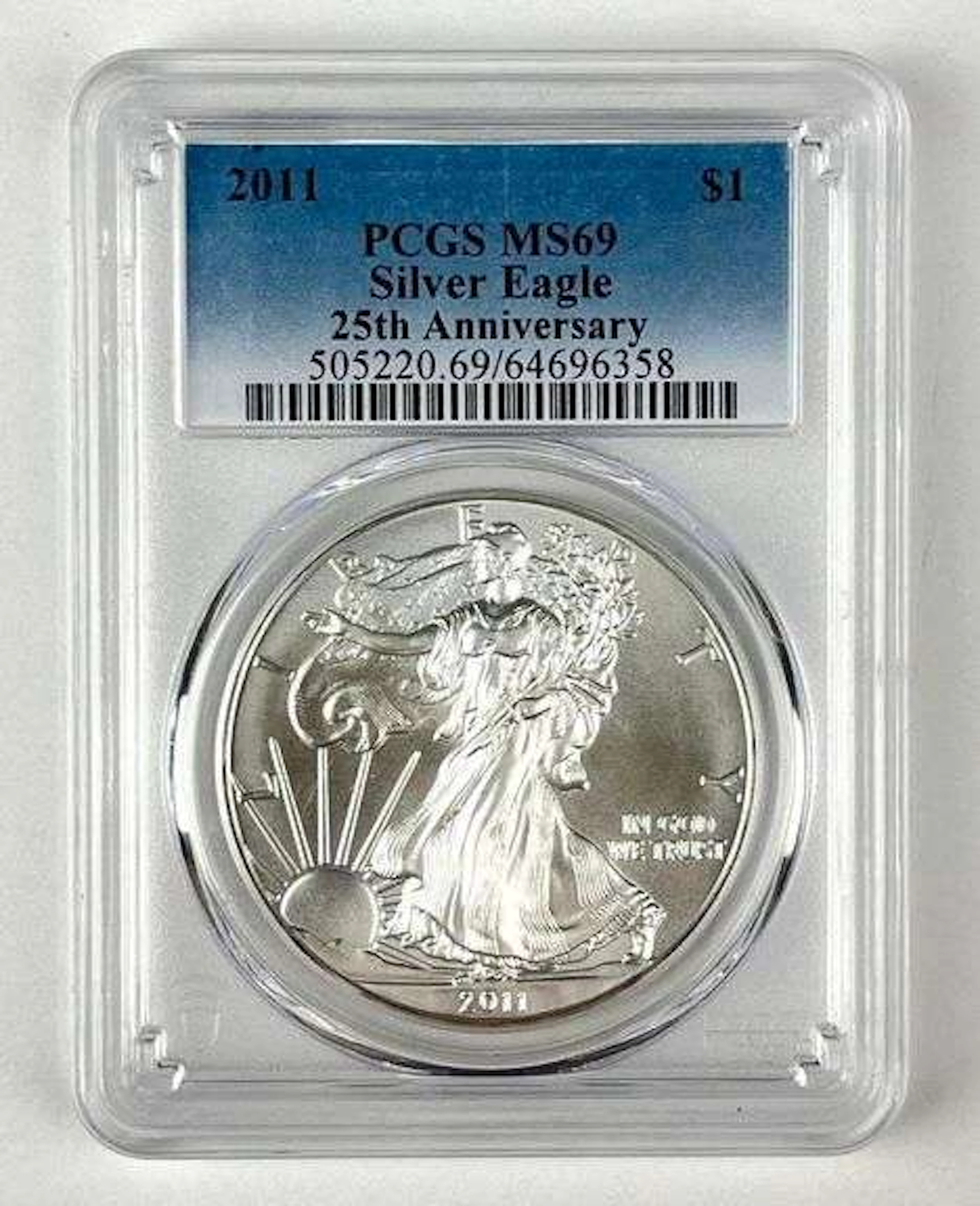 2011 US $1 American Silver Eagle 1 oz Fine Silver Coin PCGS MS69