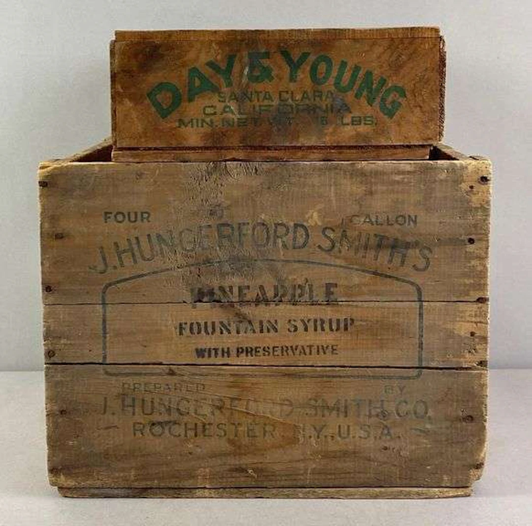 Group of 2 Vintage Advertising Wood Crates
