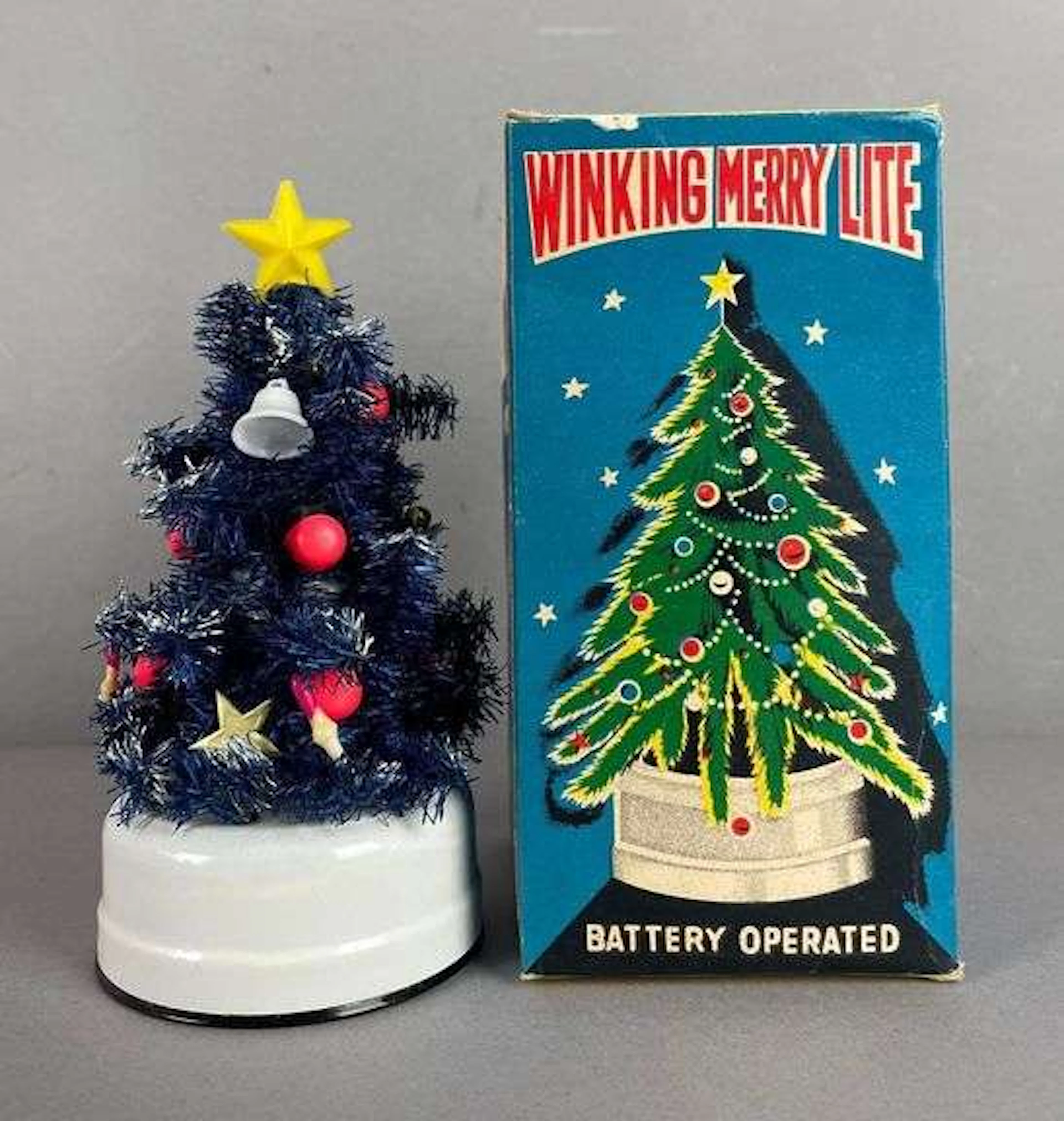Vintage M.S. Japanese Battery Operated Winking Merry Lite Christmas Tree