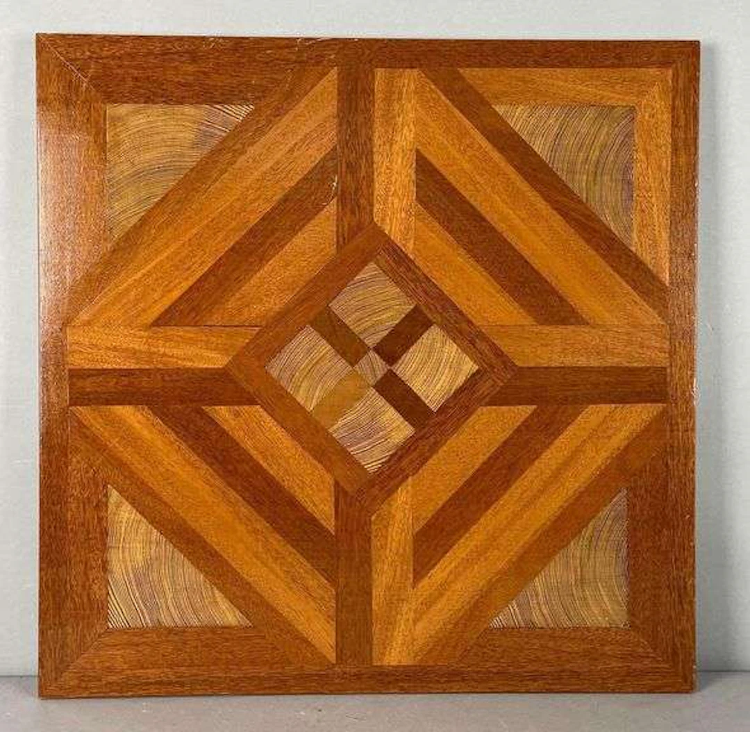 Vintage Wood Parquet Wall Plaque