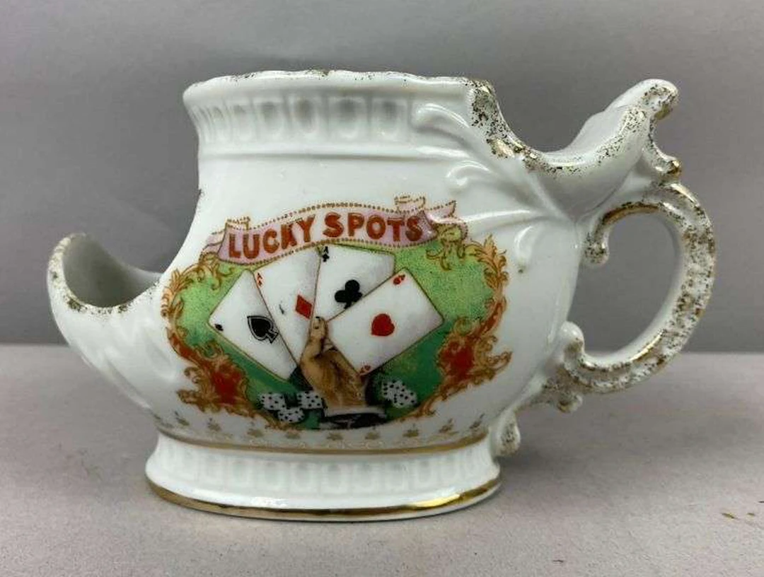 Vintage 1960’s Japan Lucky Spots Porcelain Shaving Scuttle Mug