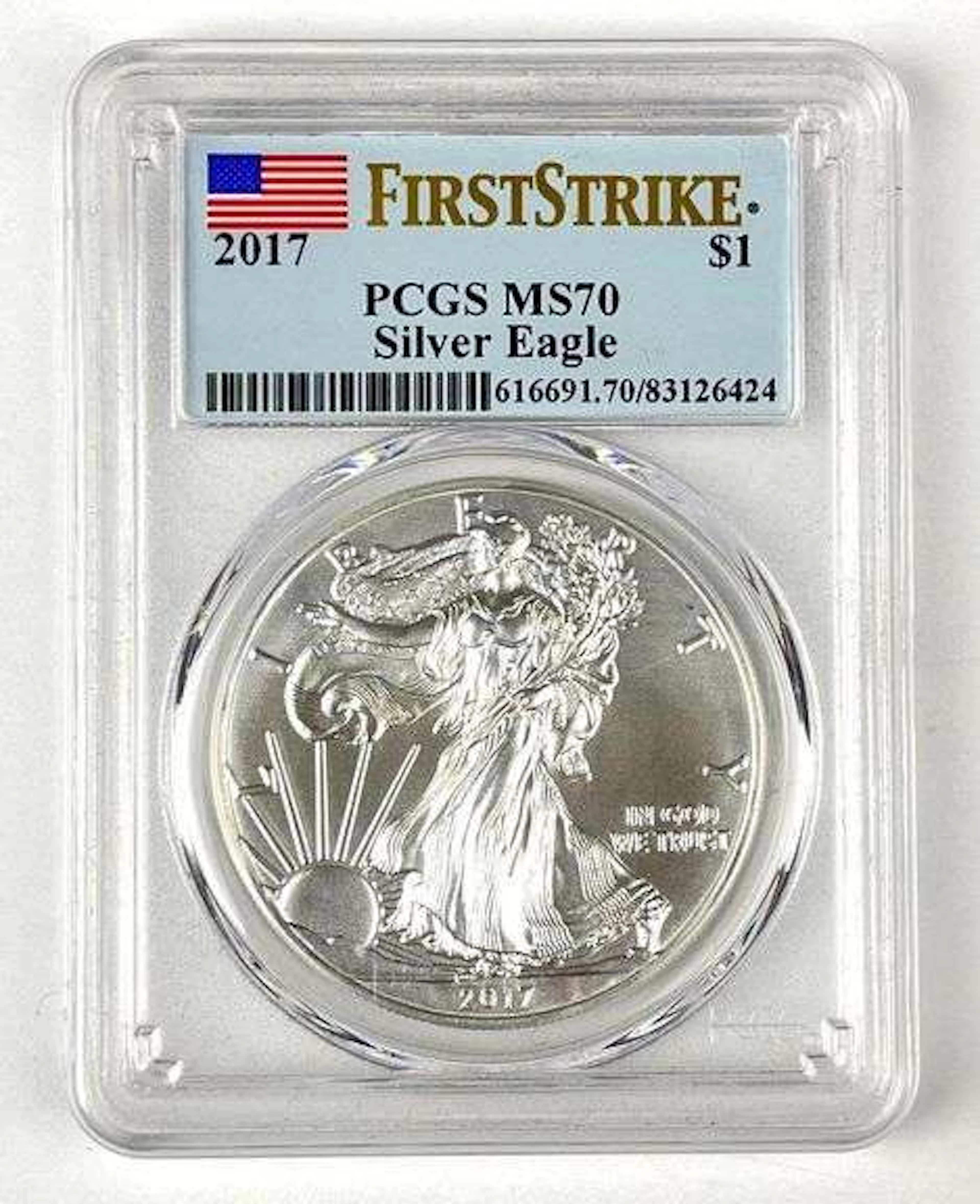 2017 US $1 American Silver Eagle 1 oz Fine Silver Coin PCGS MS70