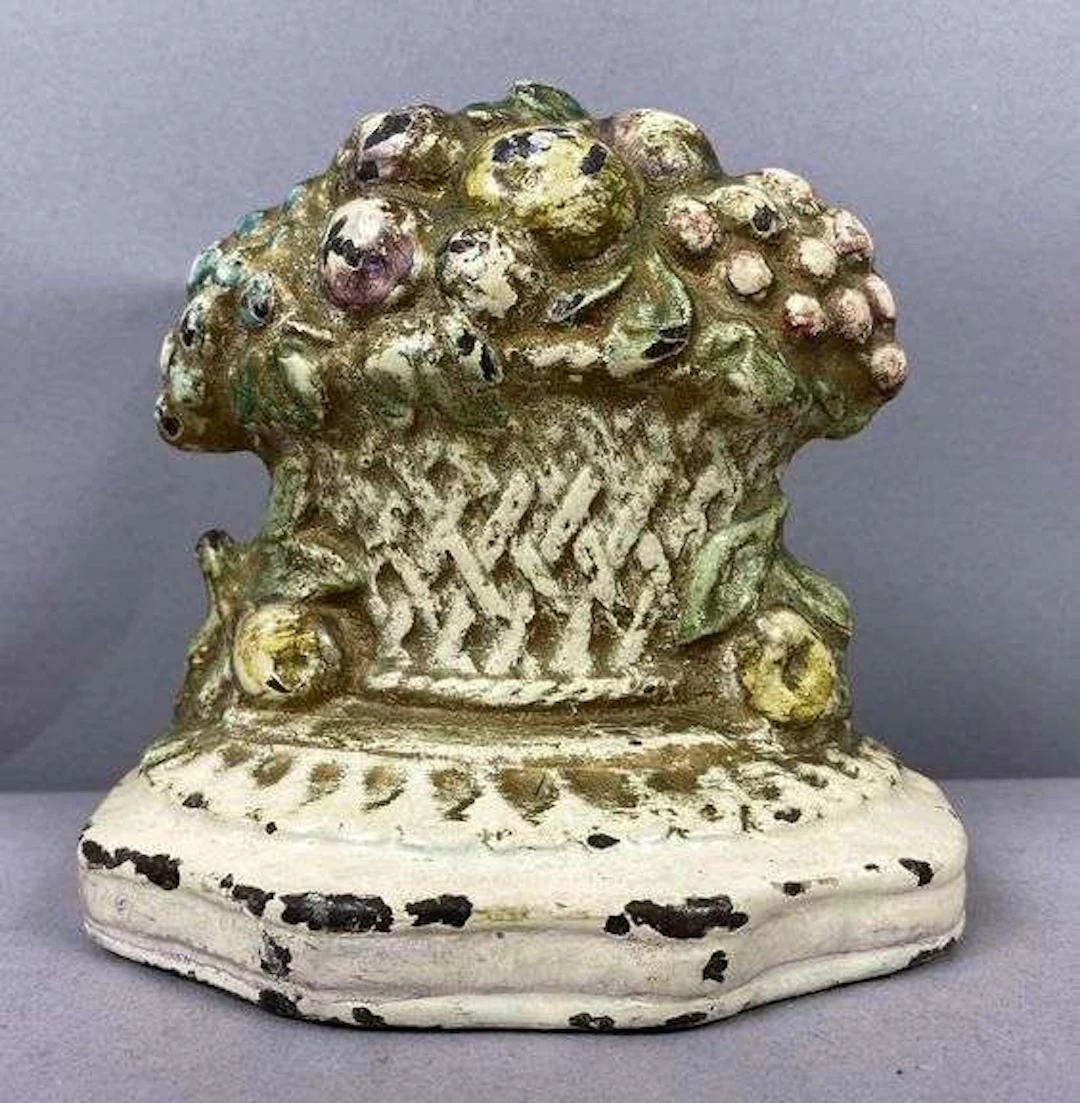 Antique 1920’s Cast-Iron Flower Basket Doorstop