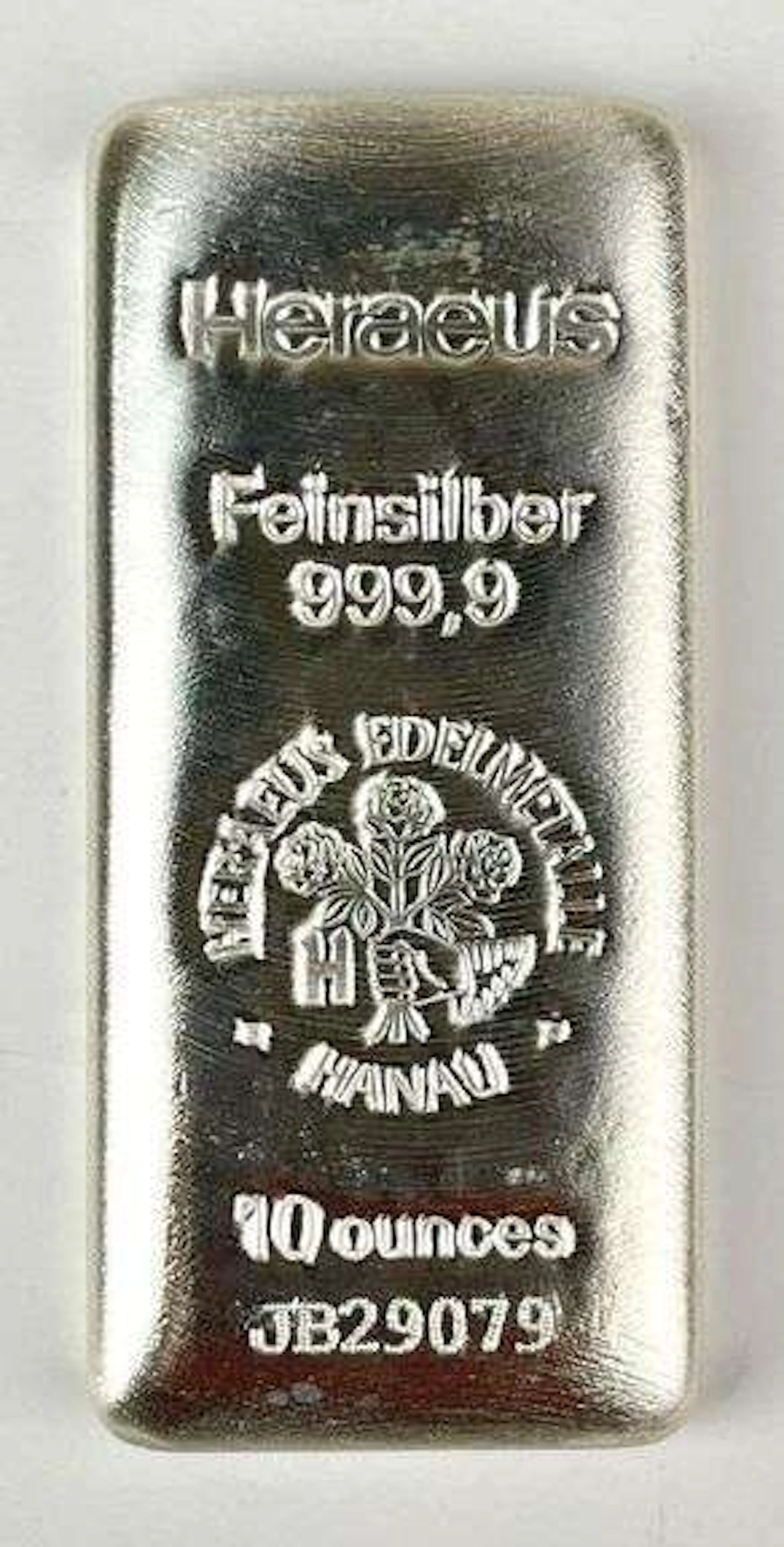 Heraeus Edelmetalle Hanau 10 oz 999.9 Fine Silver Ingot/ Bar