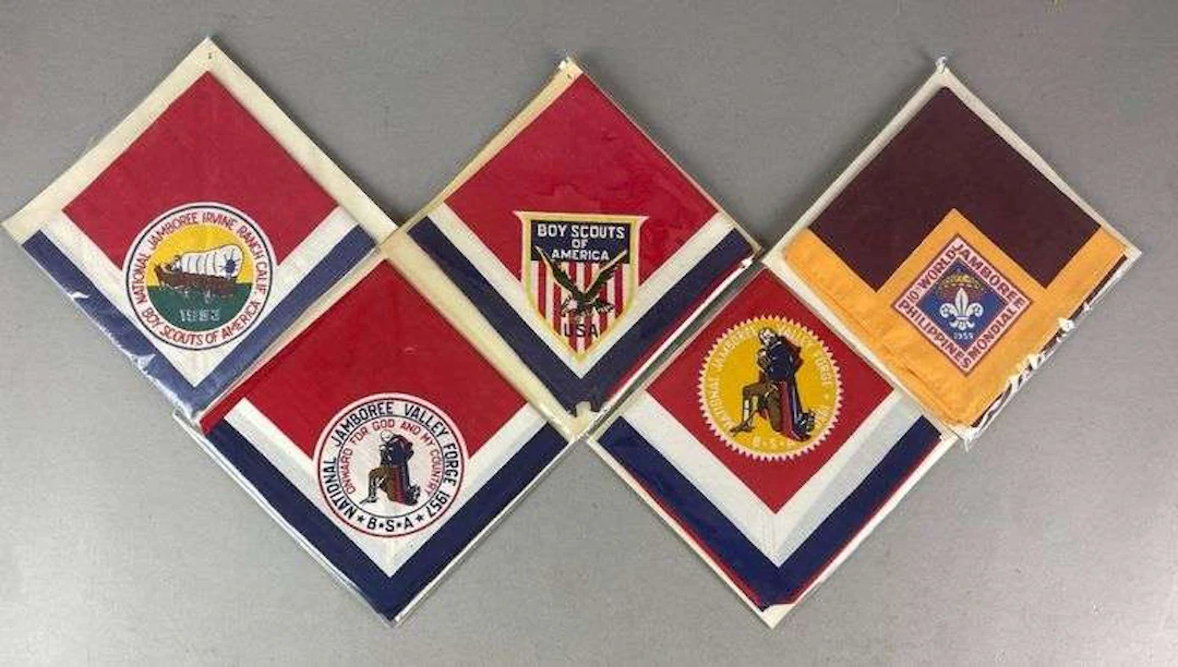 Group of 5 Vintage Boy Scouts of America Neckerchiefs