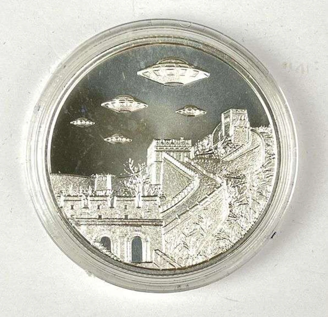 2022 Intaglio Mint UFO Over The Great Wall of China 1 oz .999 Fine Silver Round