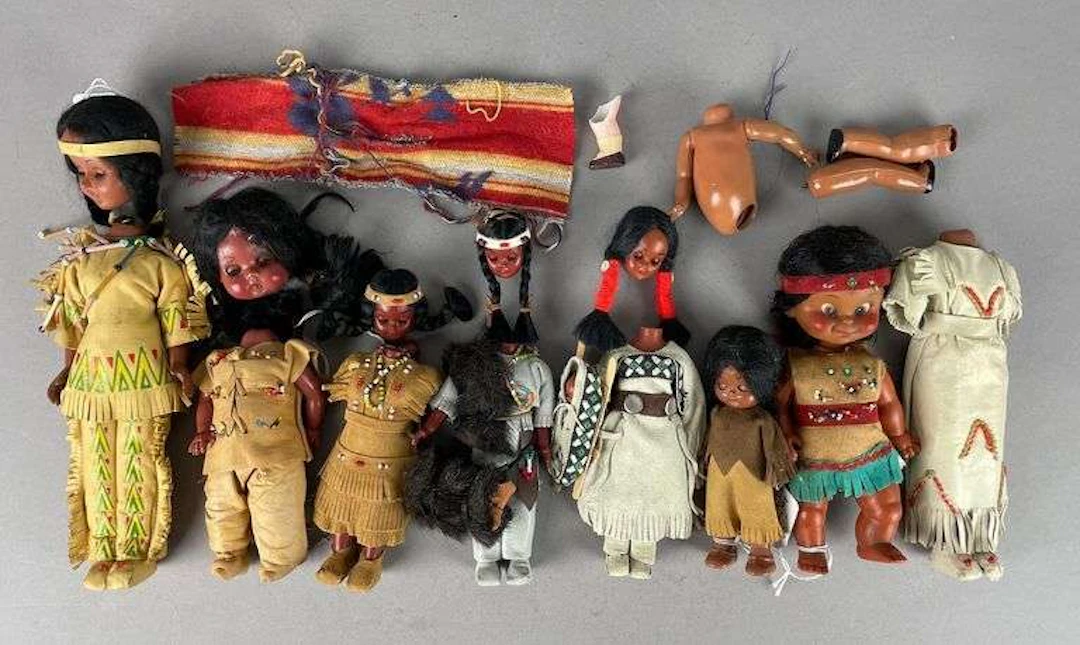 Group of Vintage Native American Plastic Souvenir Dolls