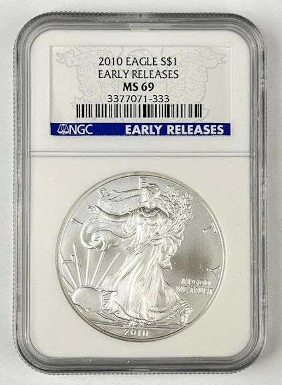 2010 US $1 American Silver Eagle 1 oz Fine Silver Coin NGC MS69