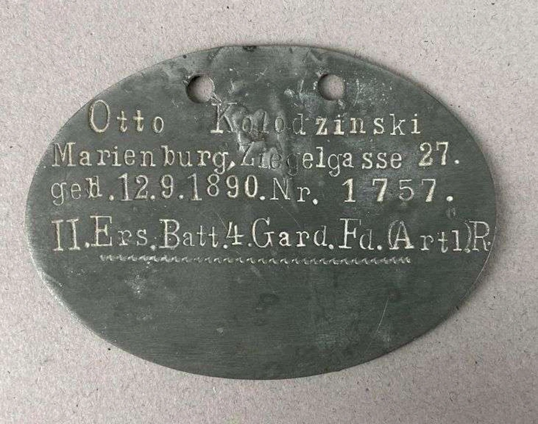 WW1 German Garde Field Artillery Dog Tag