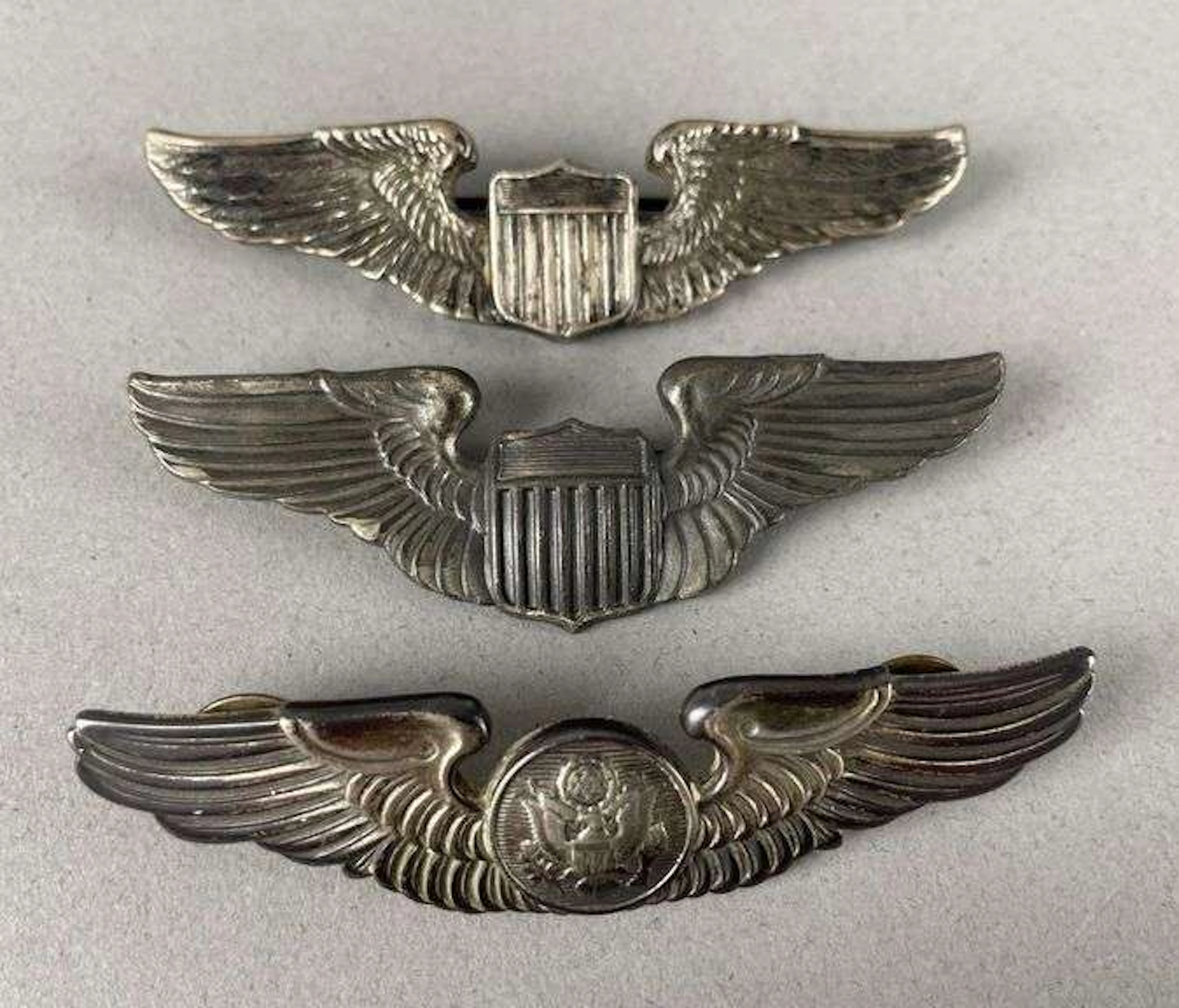 Group of 3 WW2 U.S. Pilot Wings