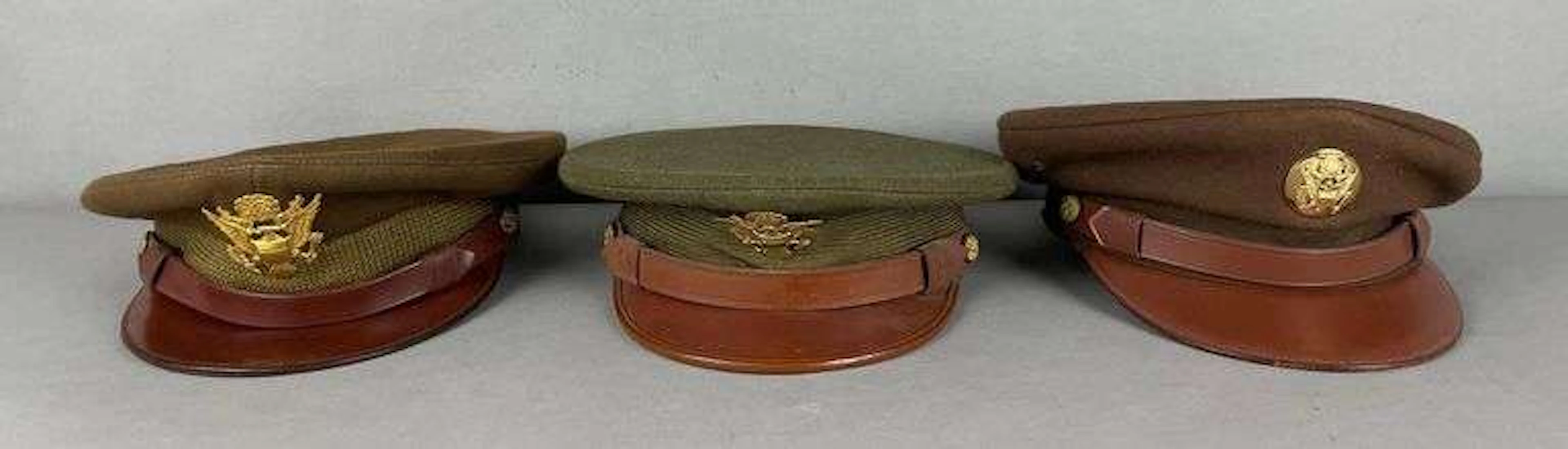 Group of 3 WW2 U.S. Army Visor Hats