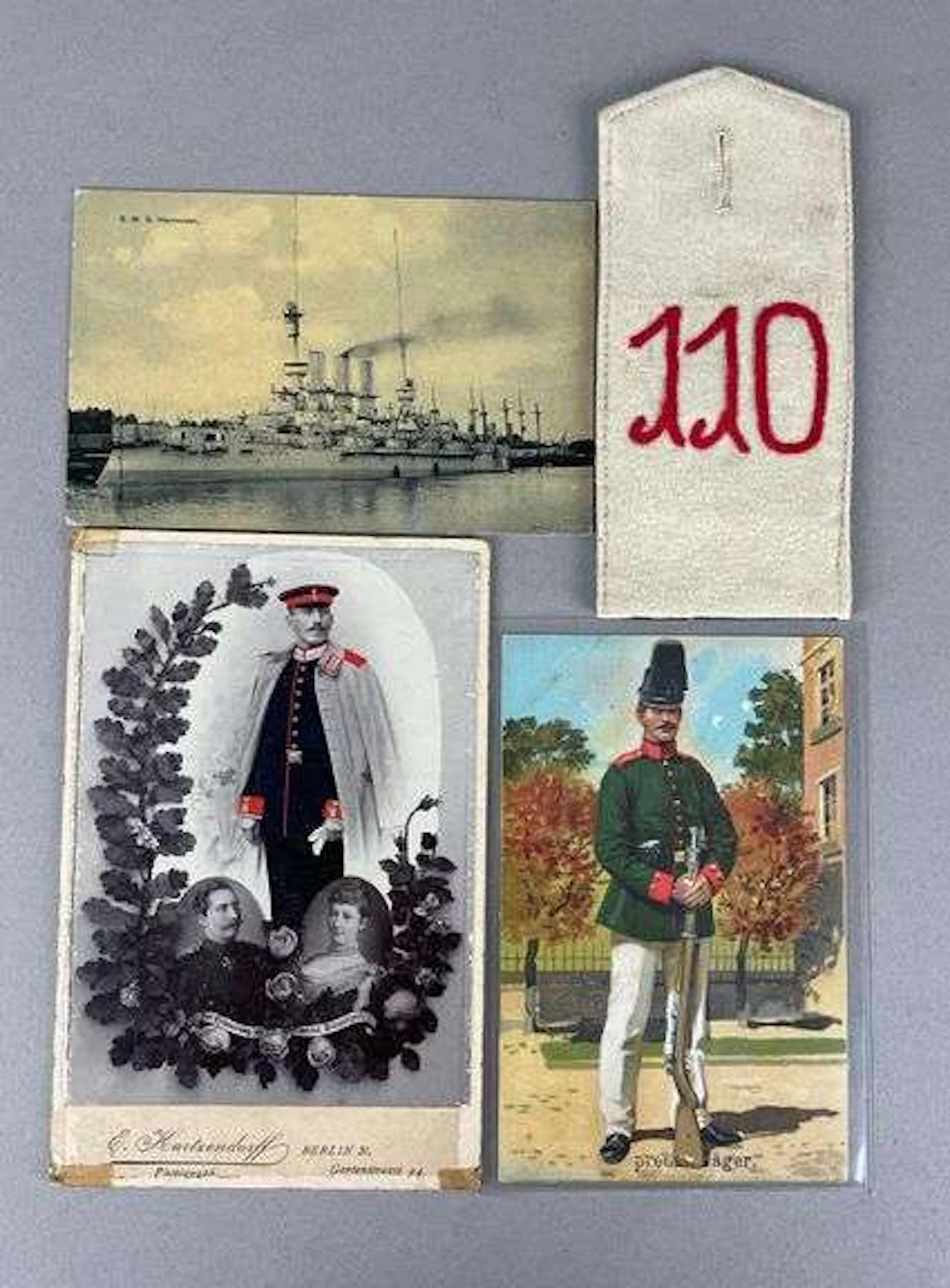 Group of 2 WW1 German Cards and Shoulder Strap