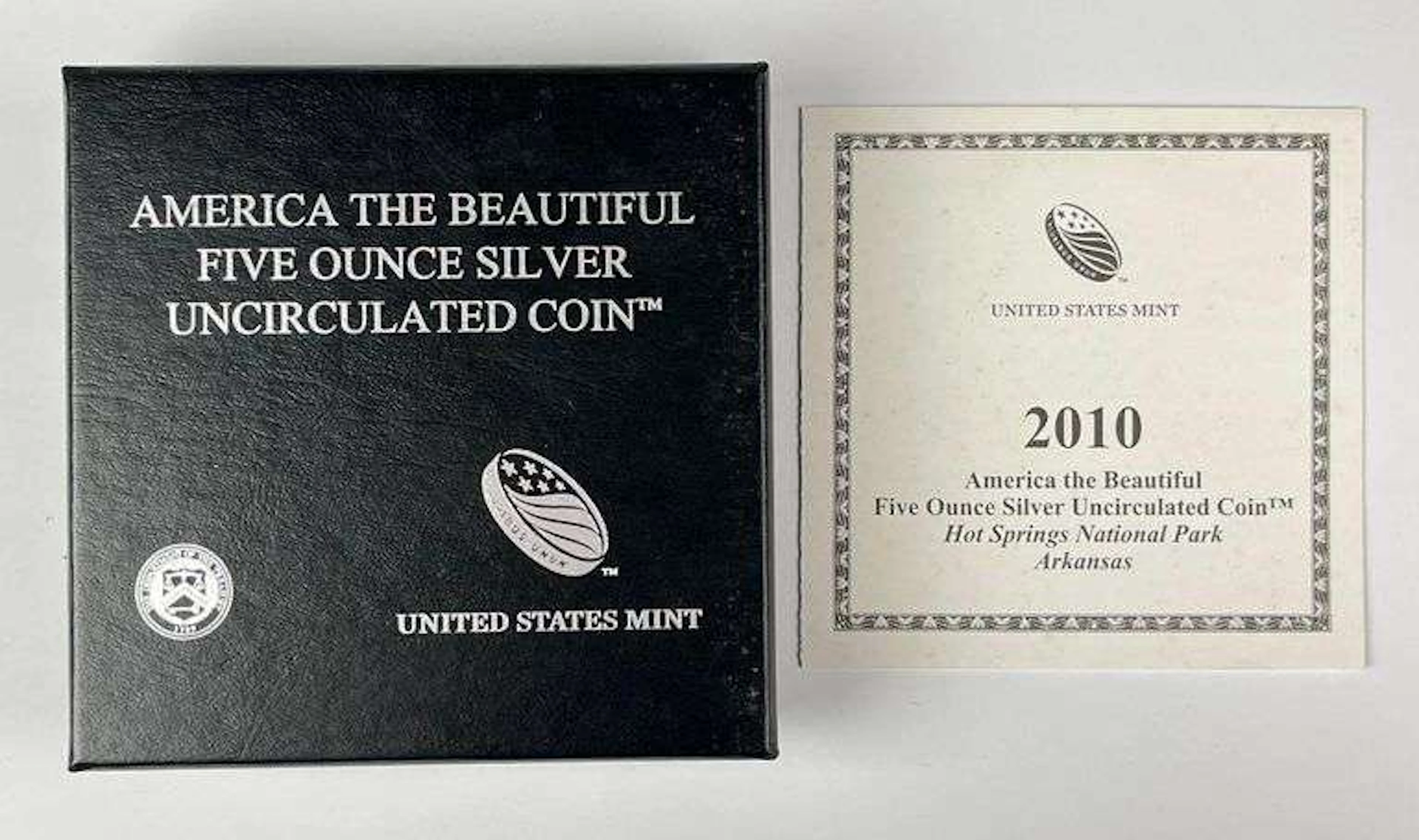 2010 P US Mint ATB Hot Springs Arkansas 5 oz .999 Fine Silver Round