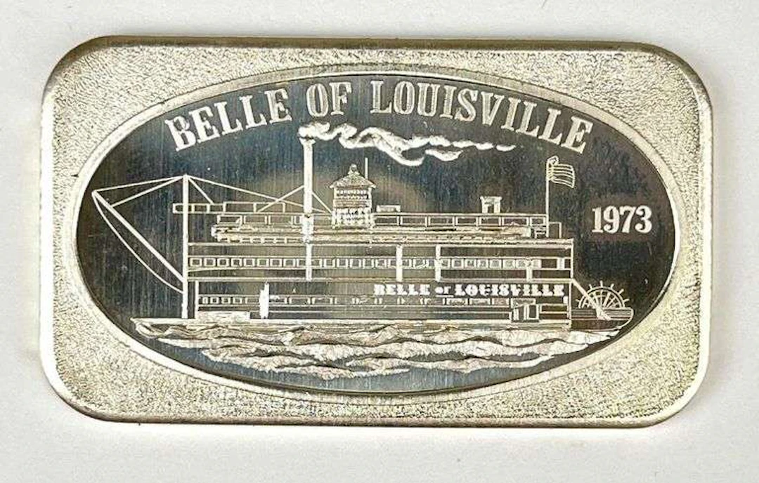 1973 US Silver Corporation Belle of Louisville 1 oz .999 Fine Silver Ingot/Bar