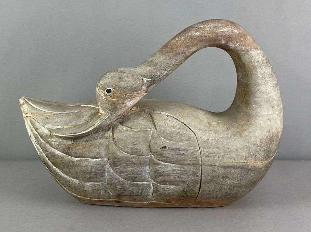 Vintage Hand Carved Swan Figurine