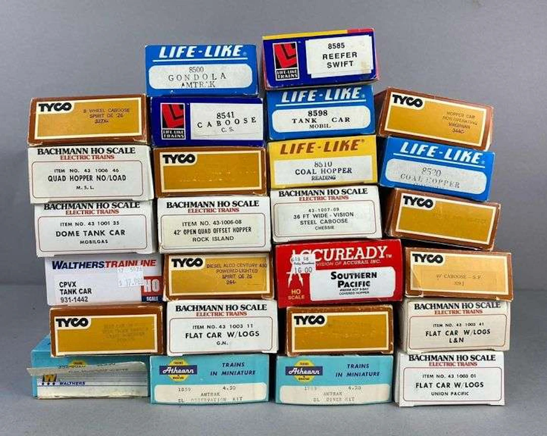 Group of Assorted HO Scale Train Cars and More