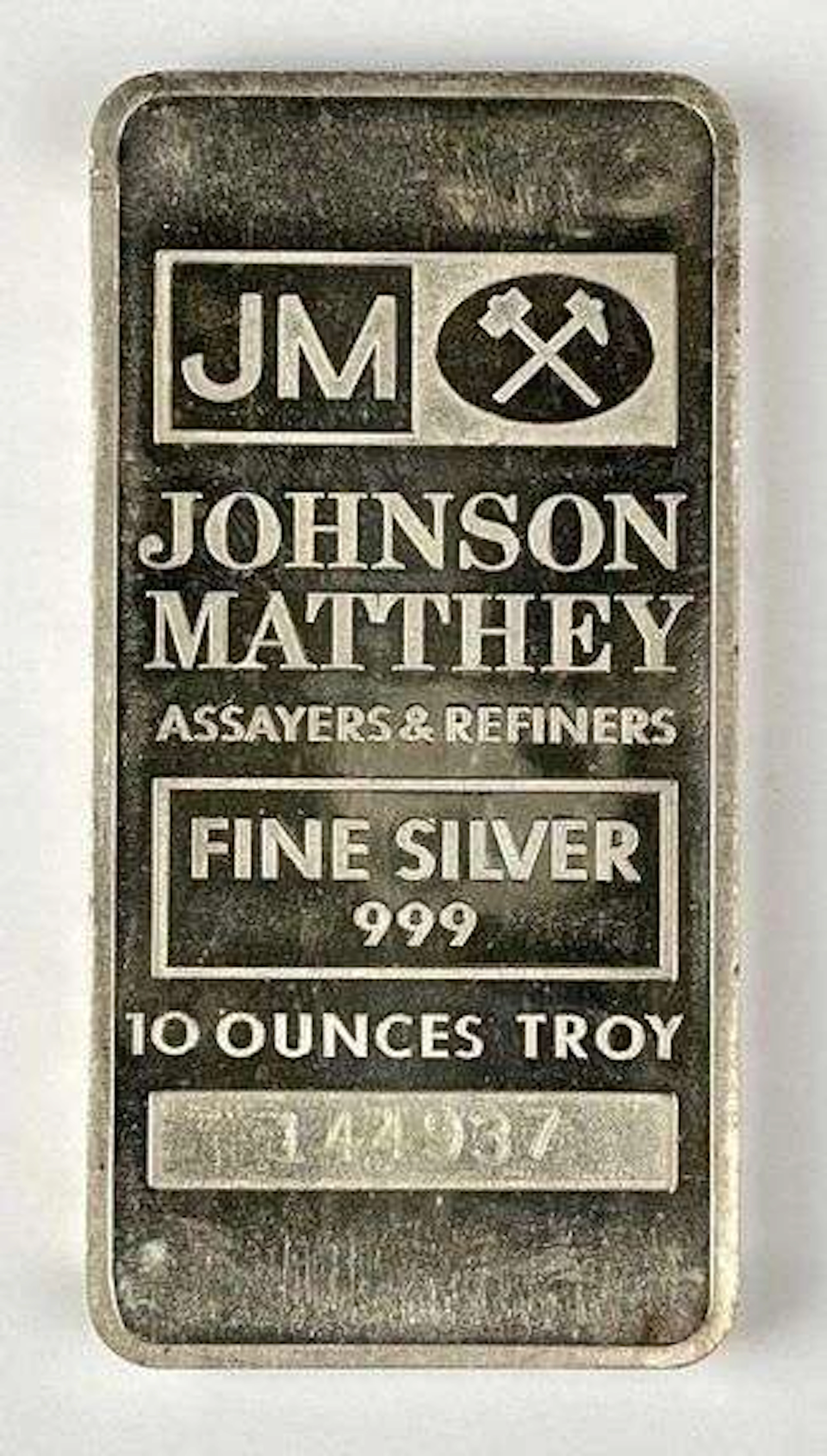Johnson Matthey 10 oz 999 Fine Silver Ingot/Bar
