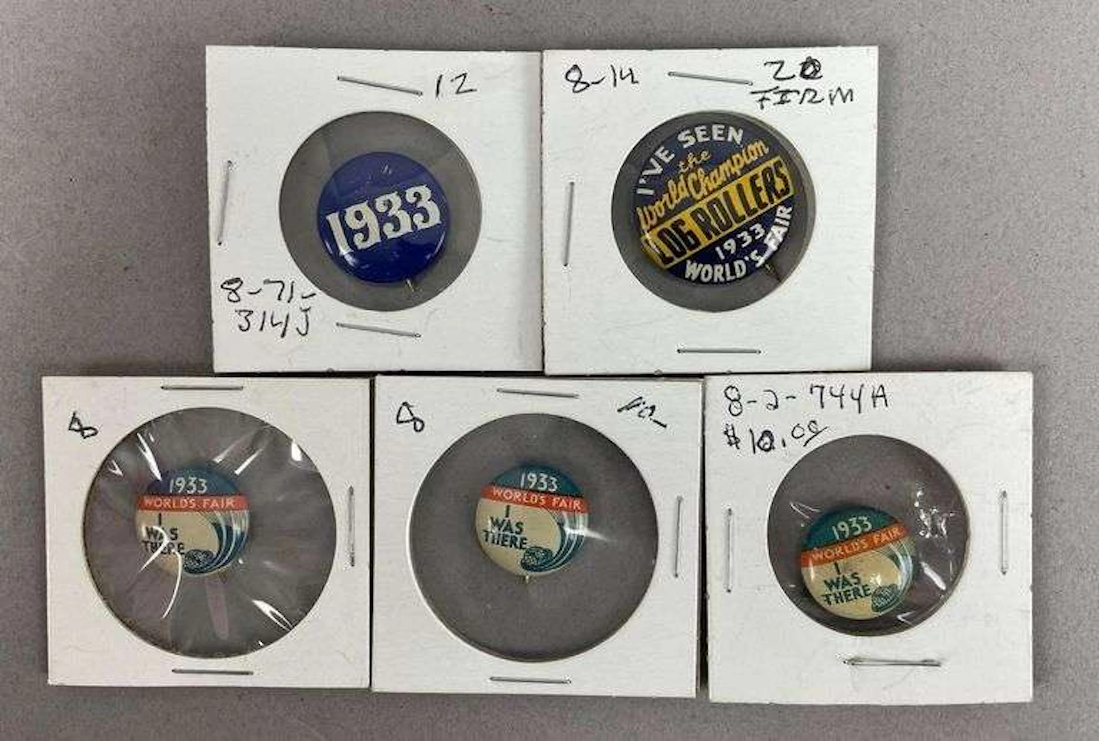 Group of 1933/34 Chicago Worlds Fair Souvenir Buttons