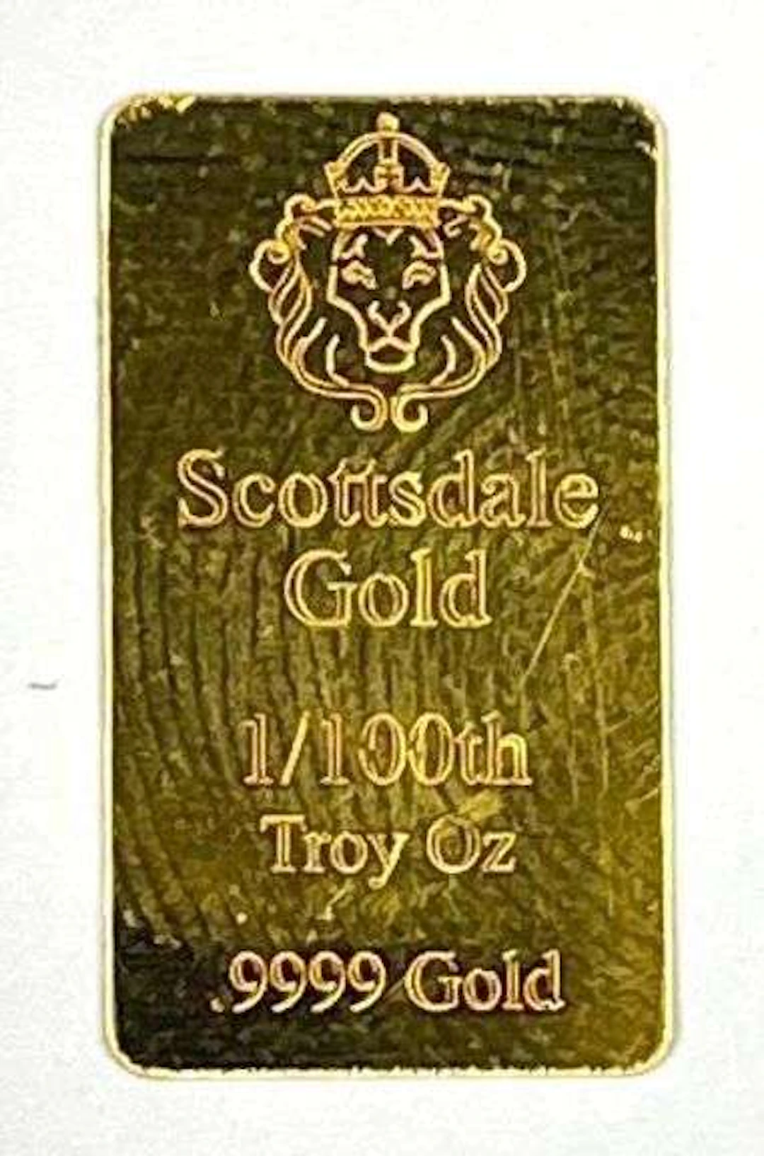 Scottsdale Gold 1/100 oz 9999 Gold Ingot/ Bar