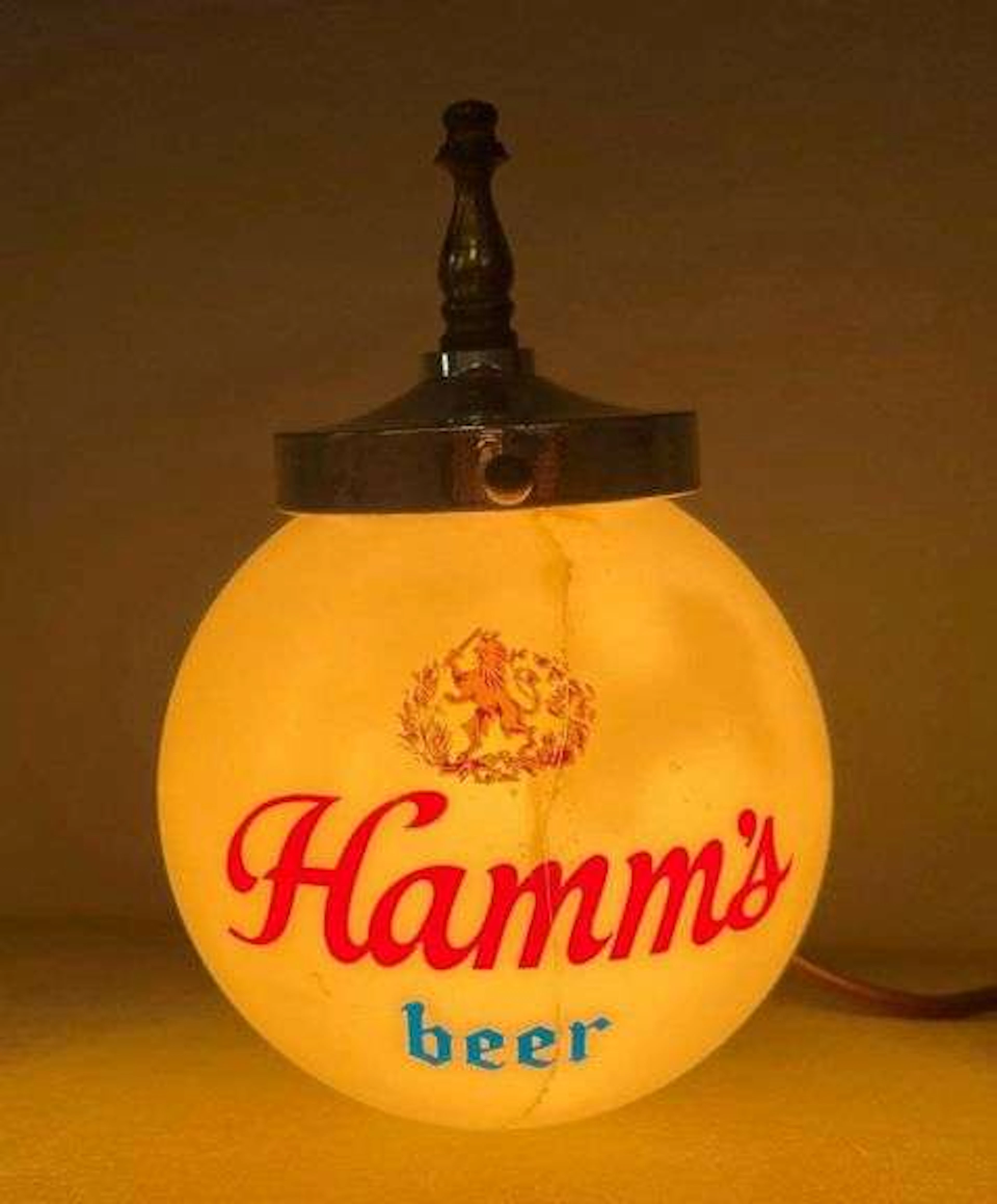 Vintage Hamms Beer Light-Up Advertising Register Topper Lamp