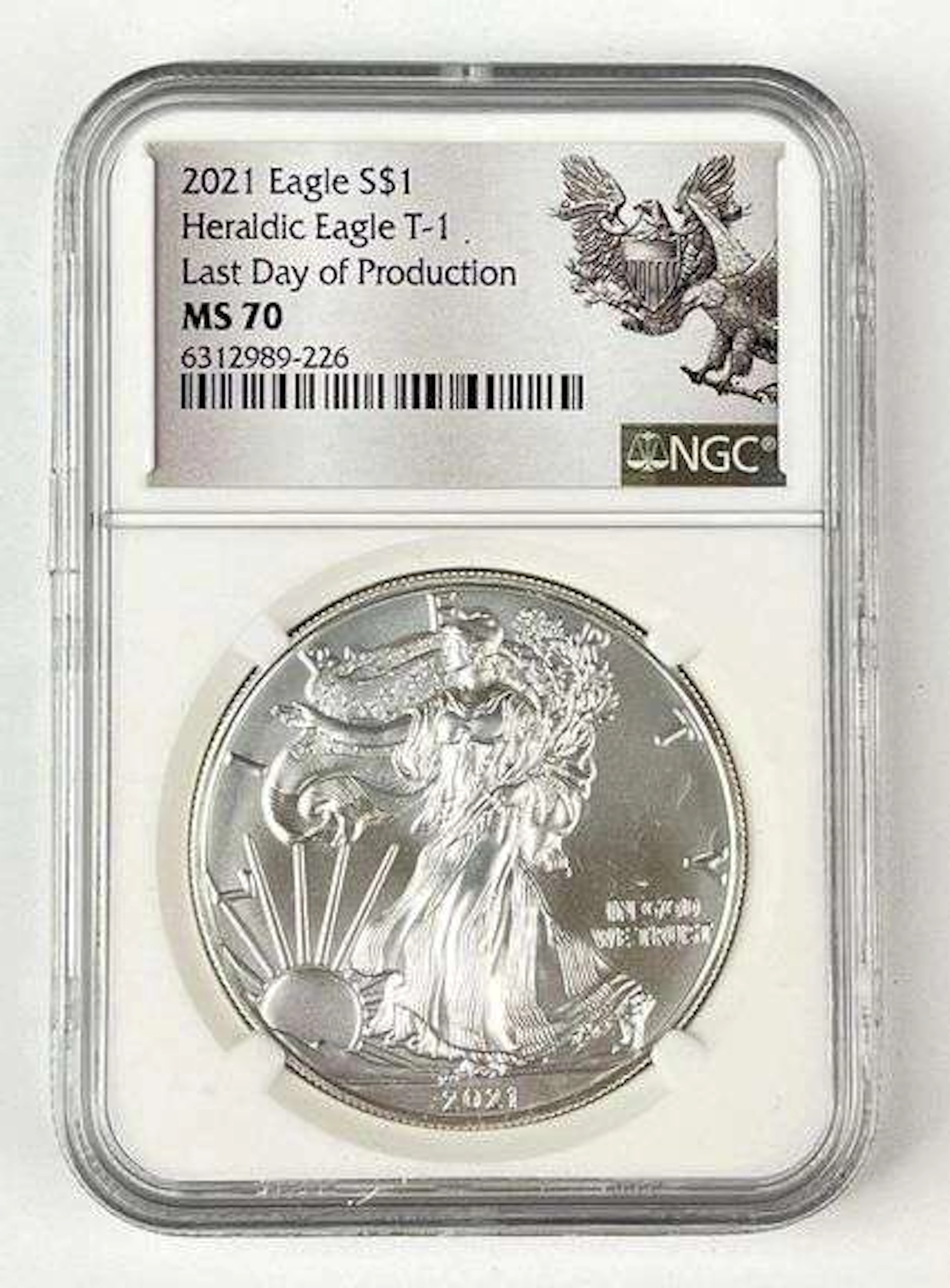 2021 US $1 American Silver Eagle 1 oz Fine Silver Coin NGC MS70