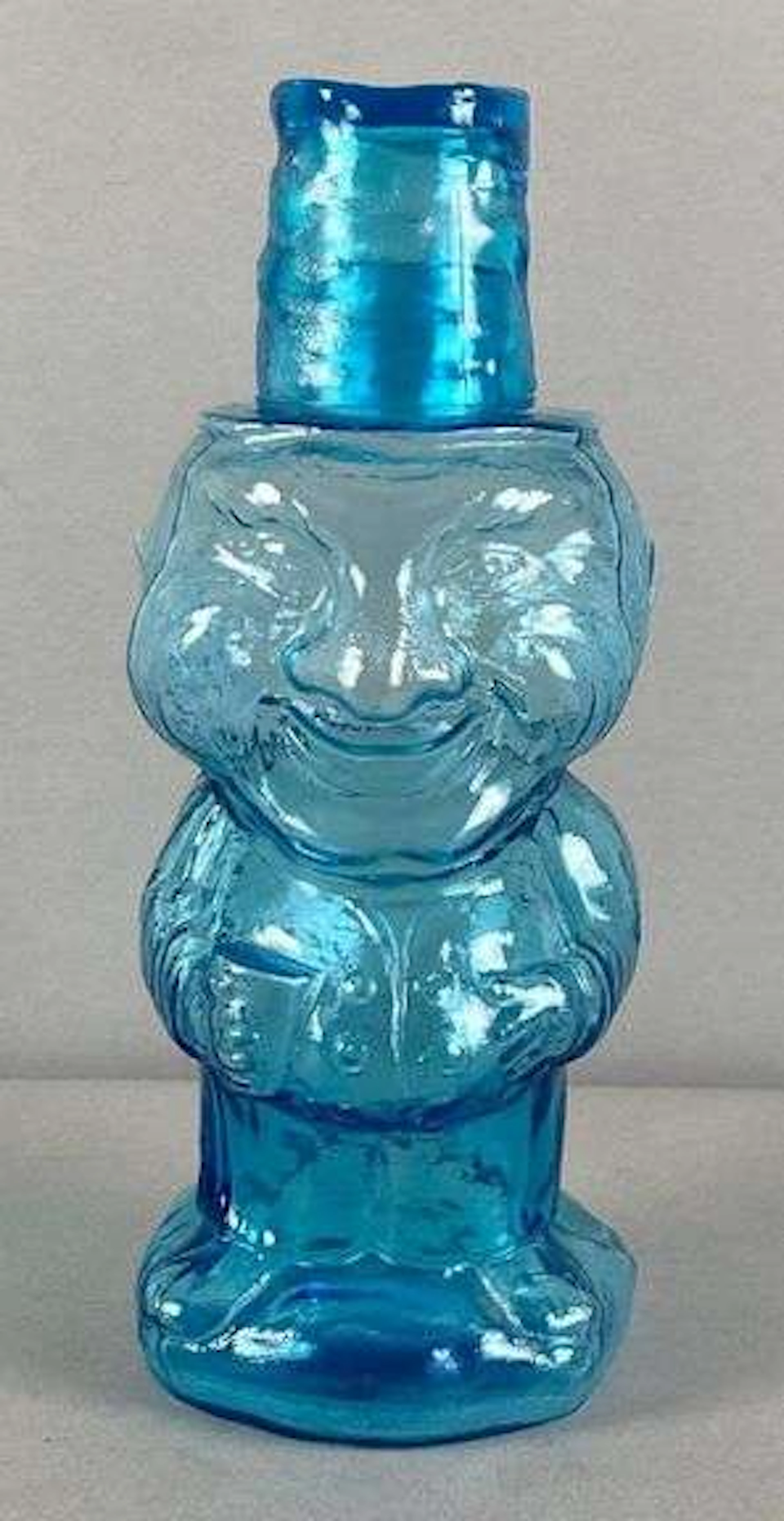 Indiana Tiara Blue Glass Jolly Mountaineer Decanter with Glass
